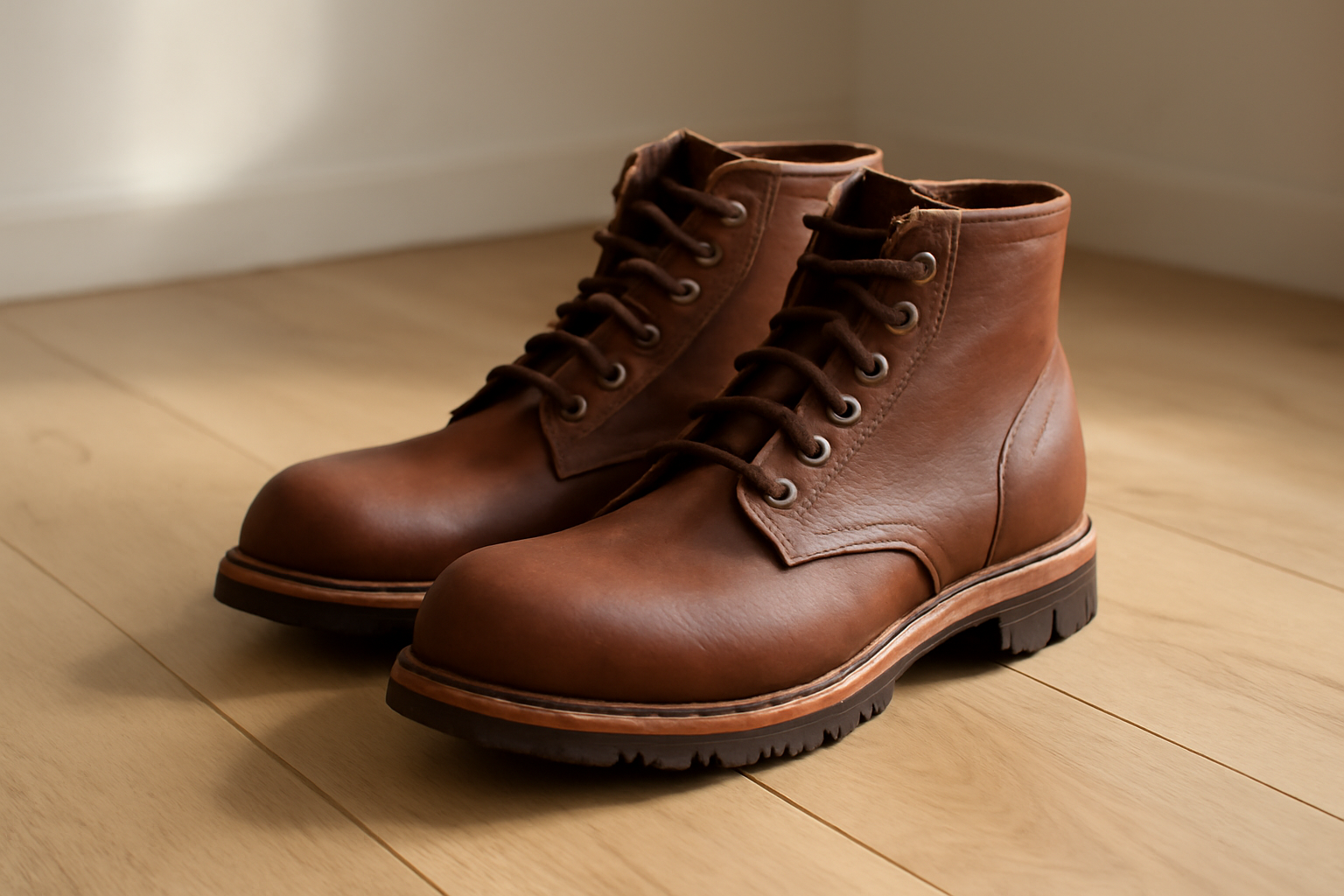 annie-chausseur-paraboot-chambord-explication chaussures en cuir robustes posées sur sol bois