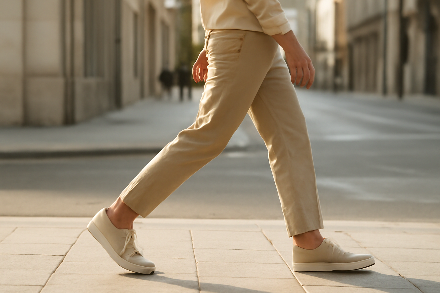 personne marchant en ville avec chaussures casual