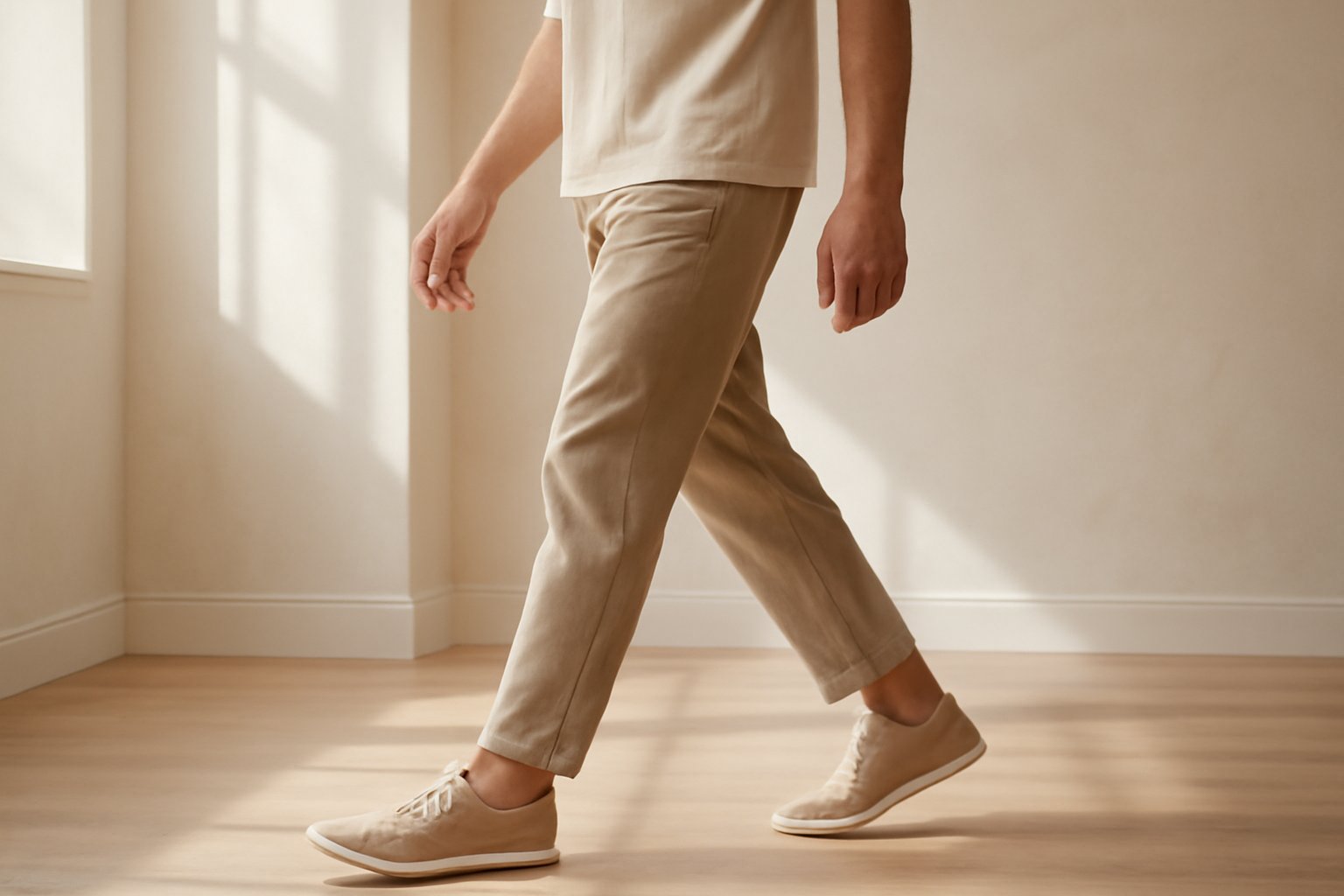 annie-chausseur-porter-chaussures-design-minimaliste-homme homme marchant avec chaussures minimalistes