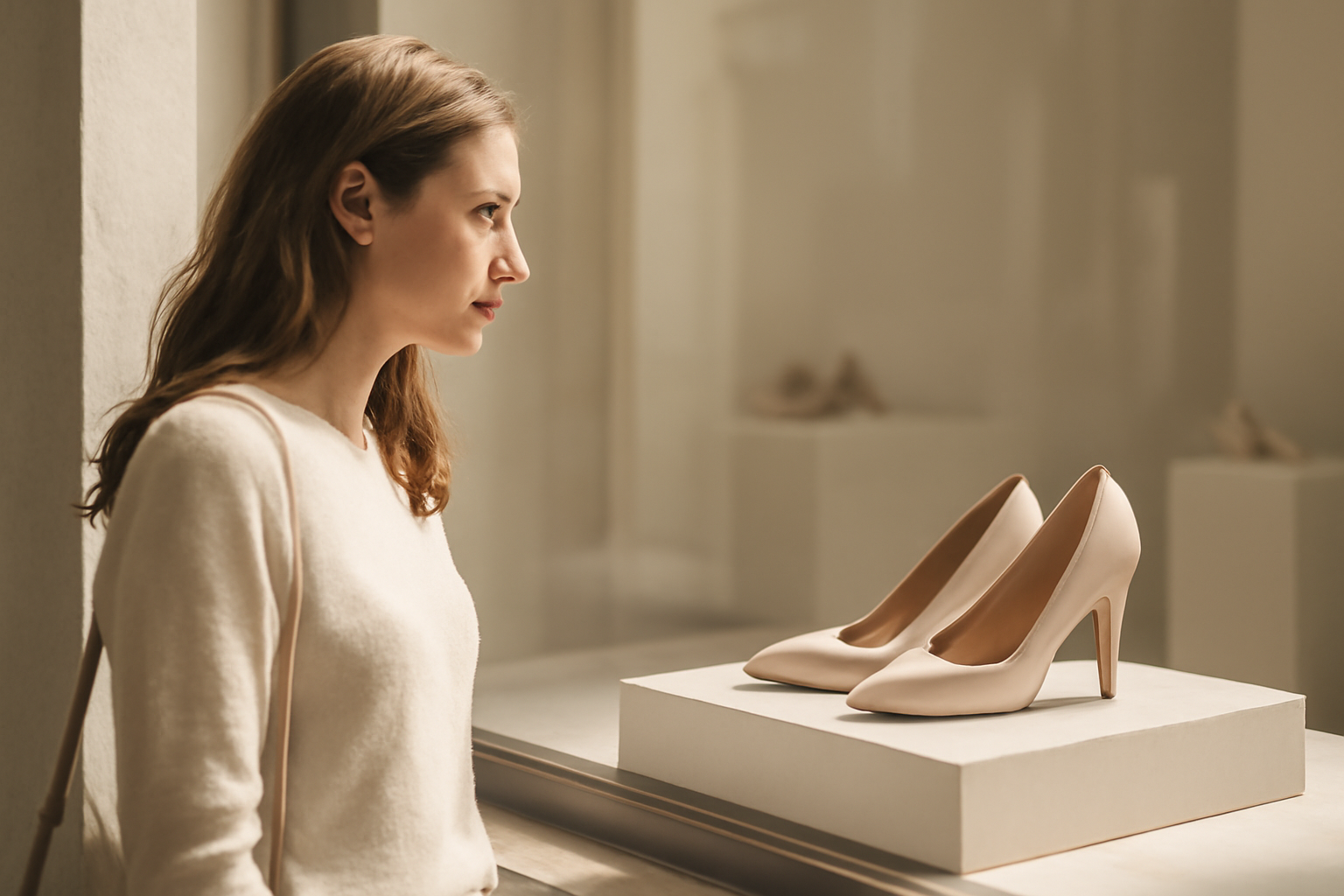annie-chausseur-quel-magasin-chaussures-lyon-presquile client regardant chaussures en vitrine
