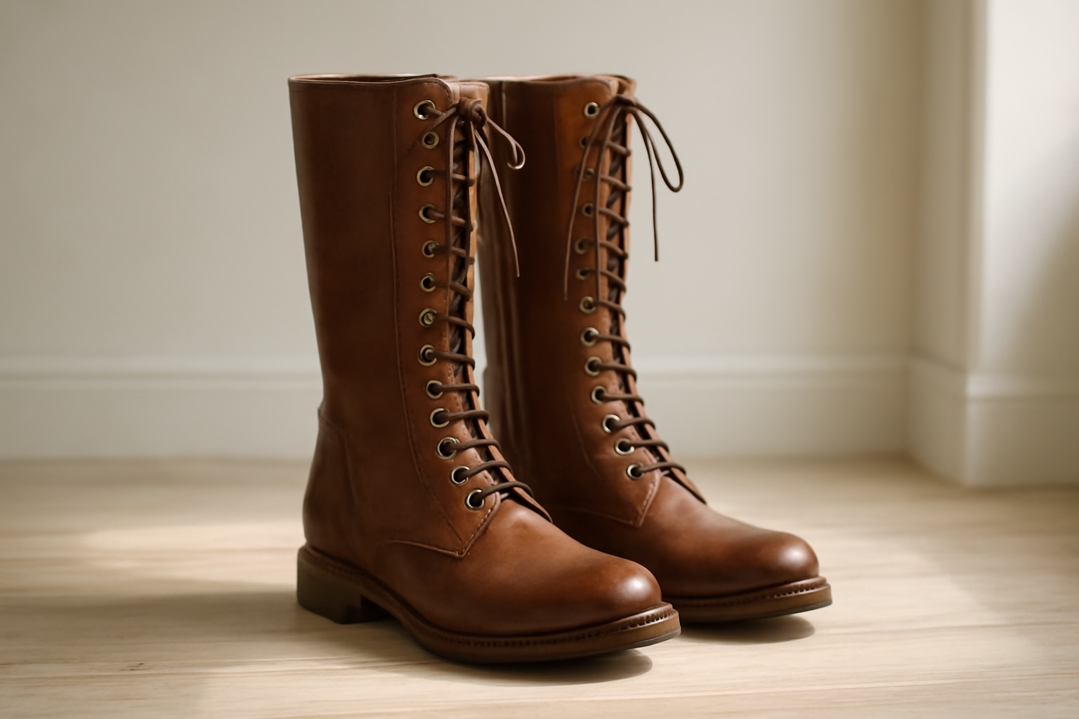 annie-chausseur-solovair-8-eye-explication bottes montantes en cuir avec lacets