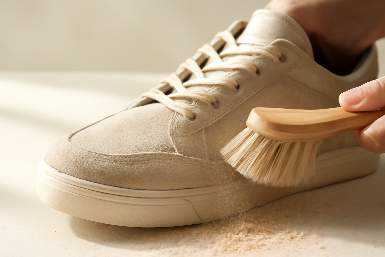annie-chausseur-enlever-traces-sable-chaussures brosse retirant sable sur chaussure