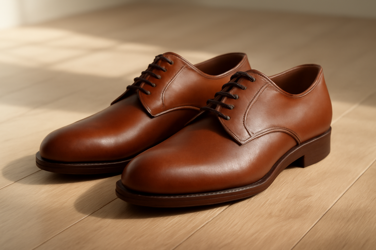 annie-chausseur-loake-alderwych-explication chaussures en cuir élégantes posées sur sol bois