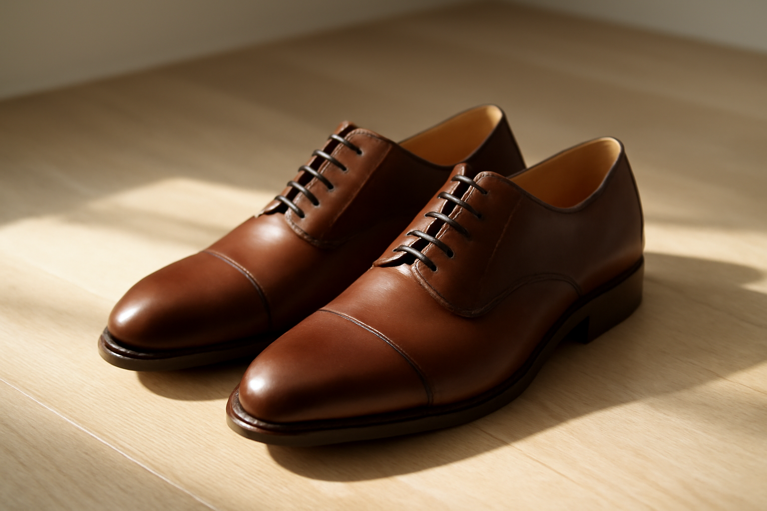 annie-chausseur-meermin-nst-explication chaussures en cuir élégantes posées sur sol bois