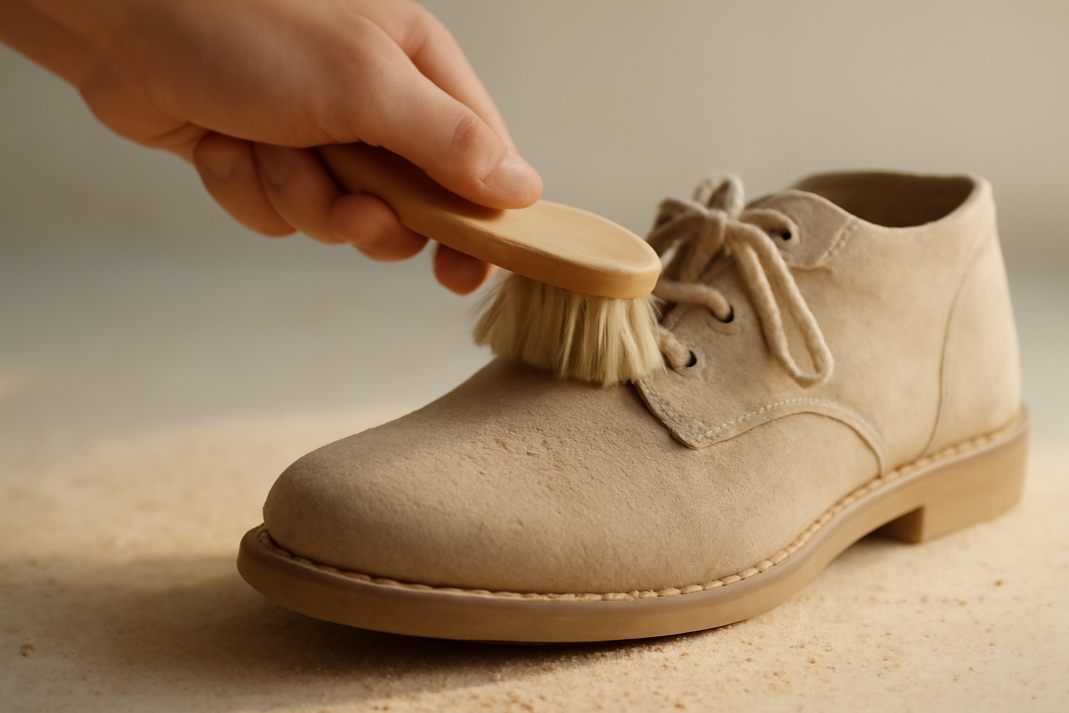 annie-chausseur-nettoyer-chaussures-apres-sable-fin brosse retirant sable sur chaussure
