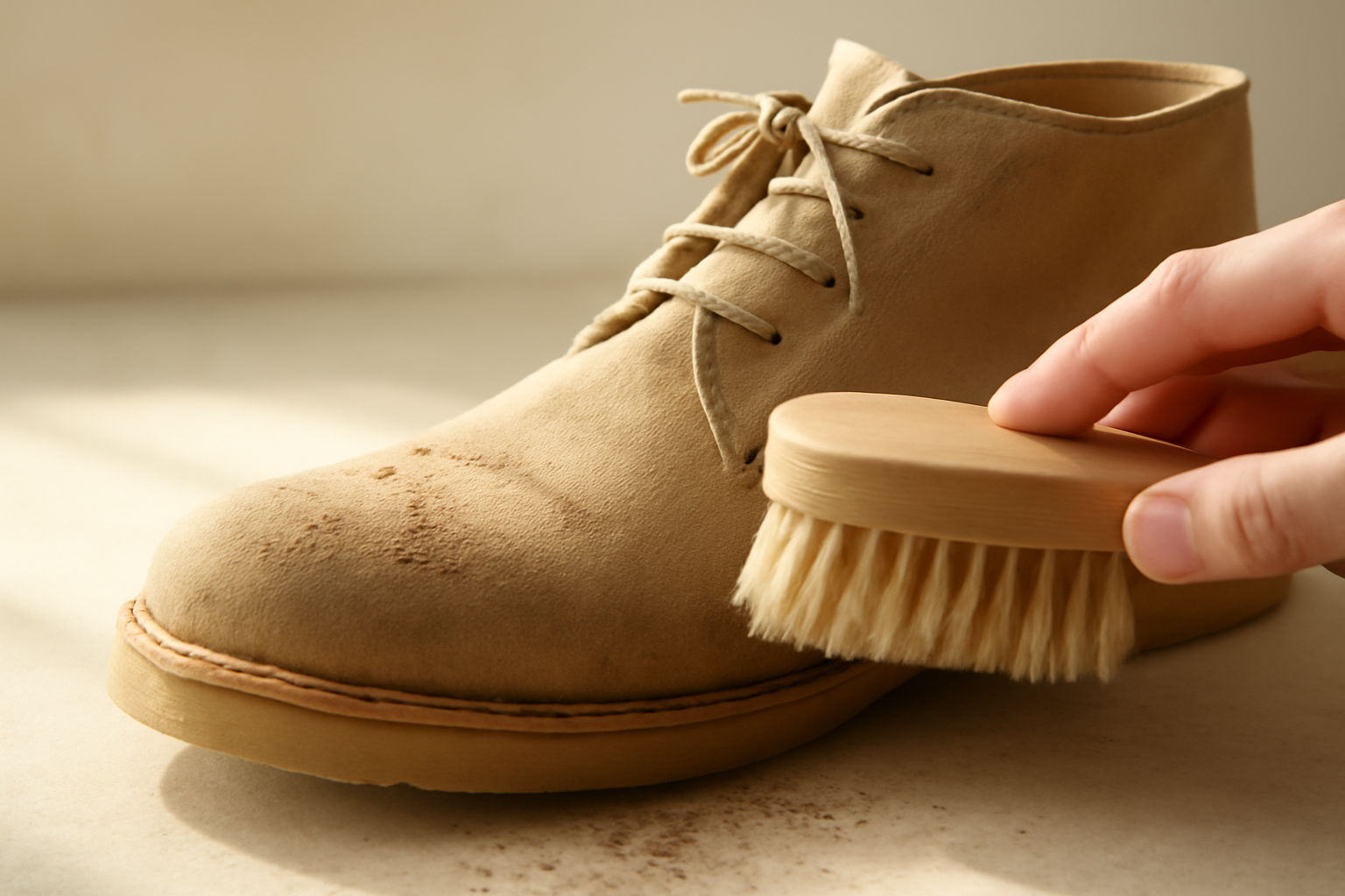 annie-chausseur-nettoyer-chaussures-apres-terre-seche brosse retirant terre sèche sur chaussure