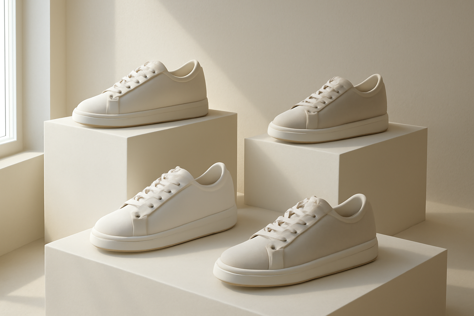 annie-chausseur-nouvelles-marques-chaussures-eco-urbaines chaussures modernes exposées sur présentoir minimaliste