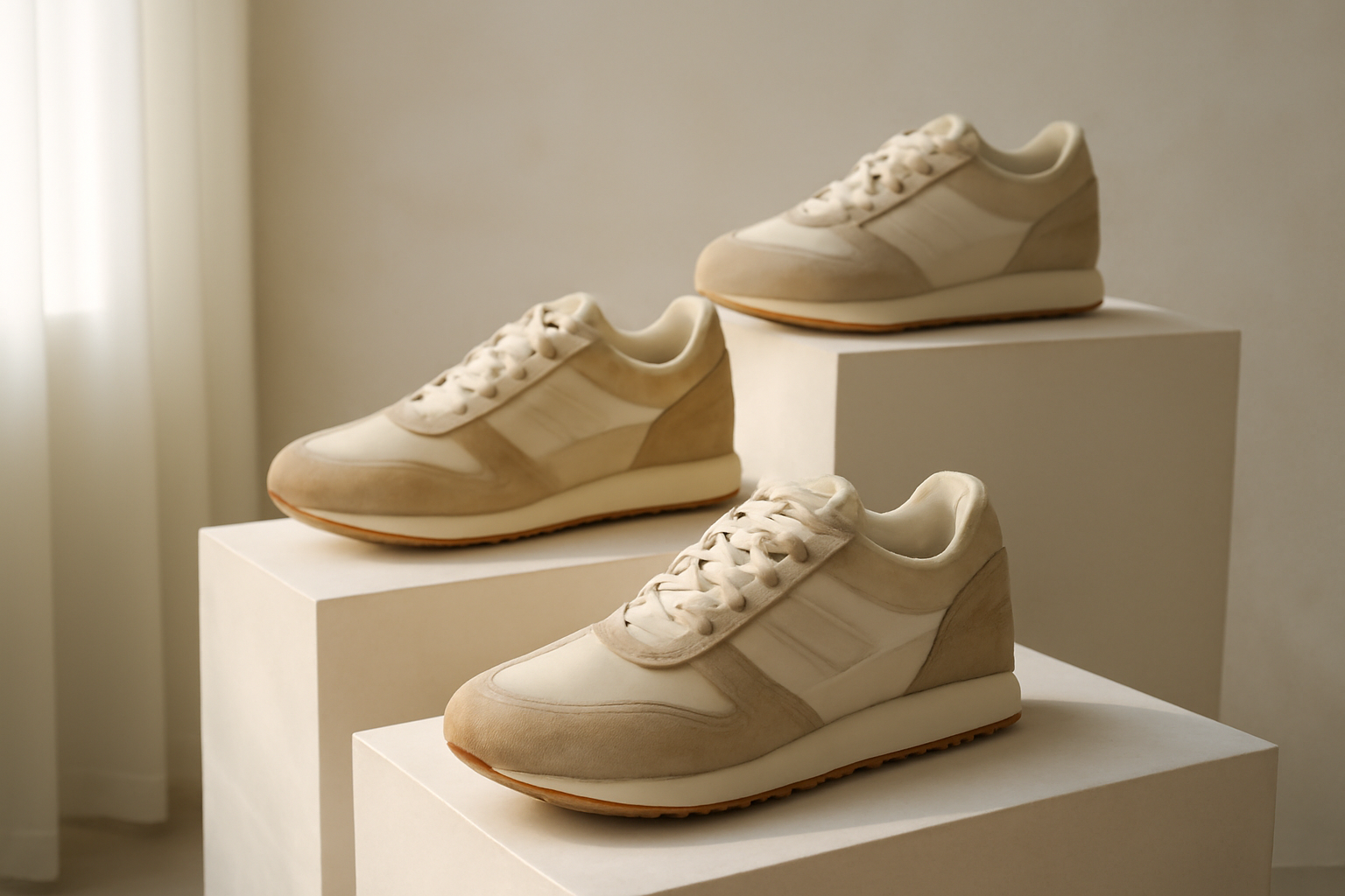 annie-chausseur-nouvelles-sneakers-influence-heritage-mode sneakers rétro exposées sur présentoir