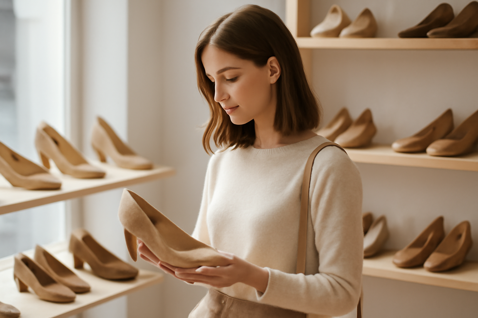 annie-chausseur-ou-trouver-boutique-chaussures-nancy client regardant chaussures en boutique
