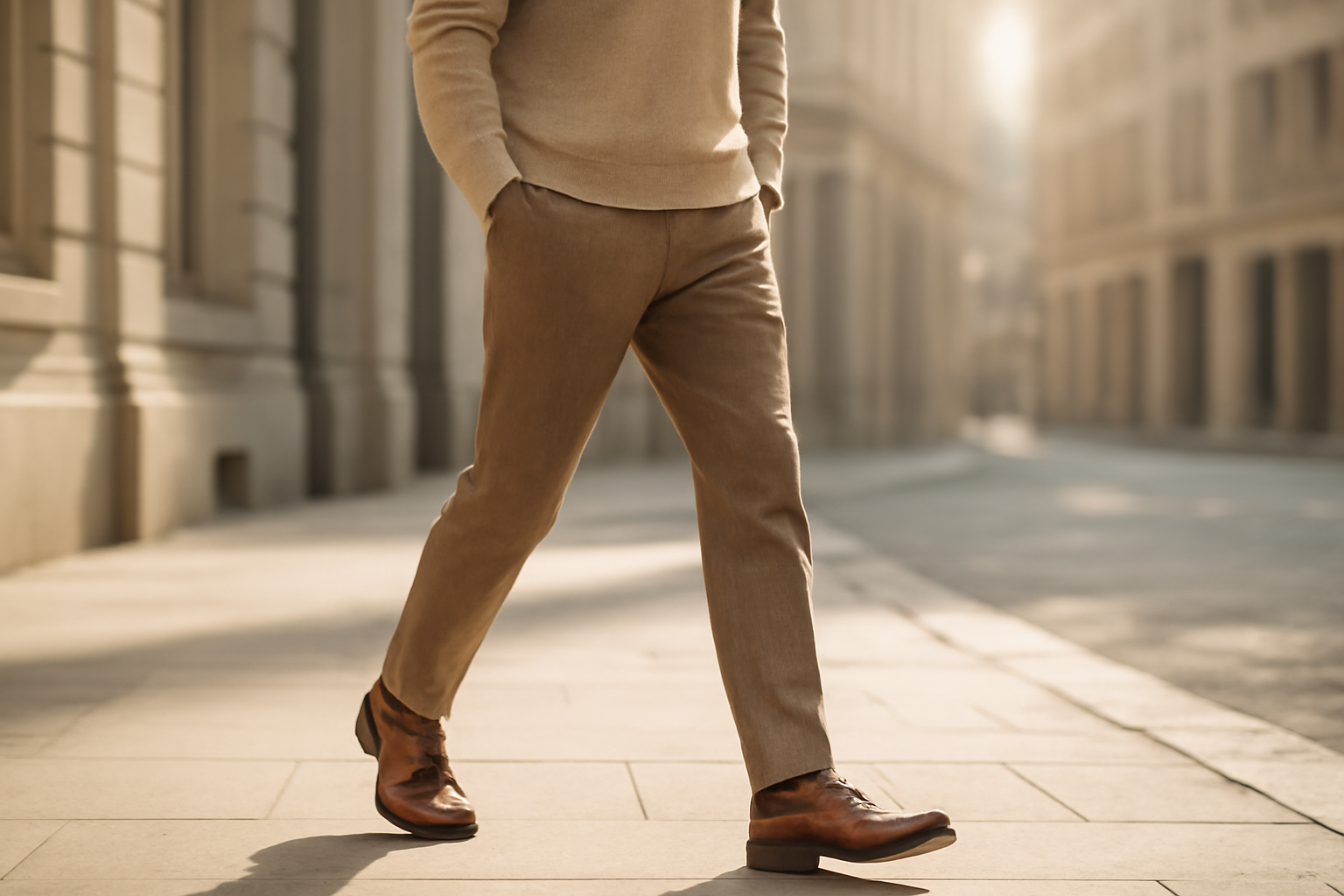 homme marchant avec chaussures en cuir en ville