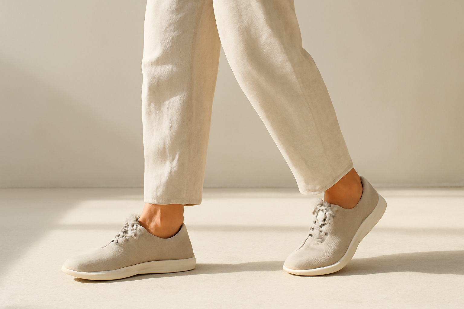 annie-chausseur-porter-chaussures-minimalistes-look-casual personne marchant avec chaussures minimalistes
