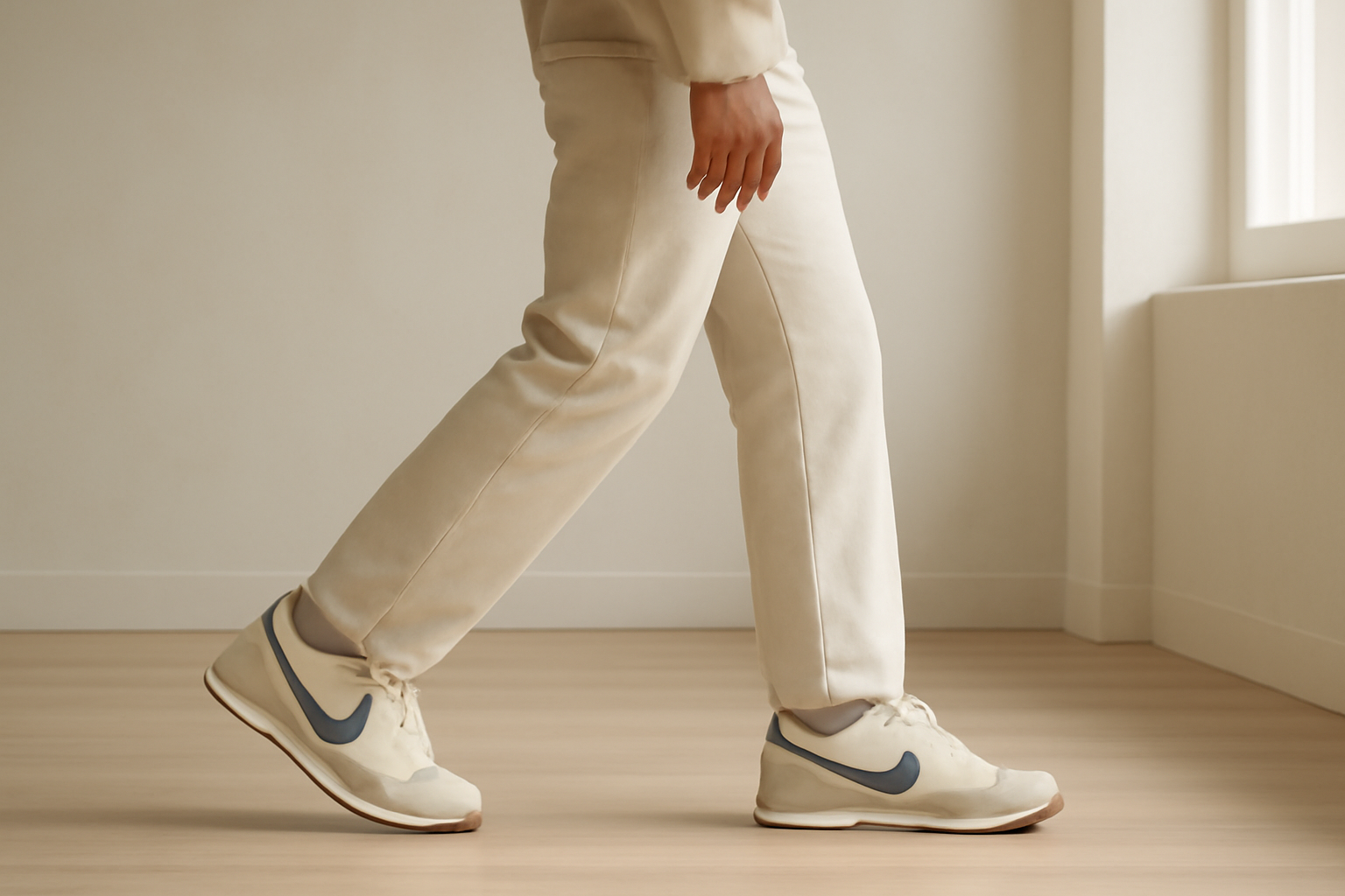annie-chausseur-porter-chaussures-retro-style-minimal-ville personne marchant avec sneakers rétro