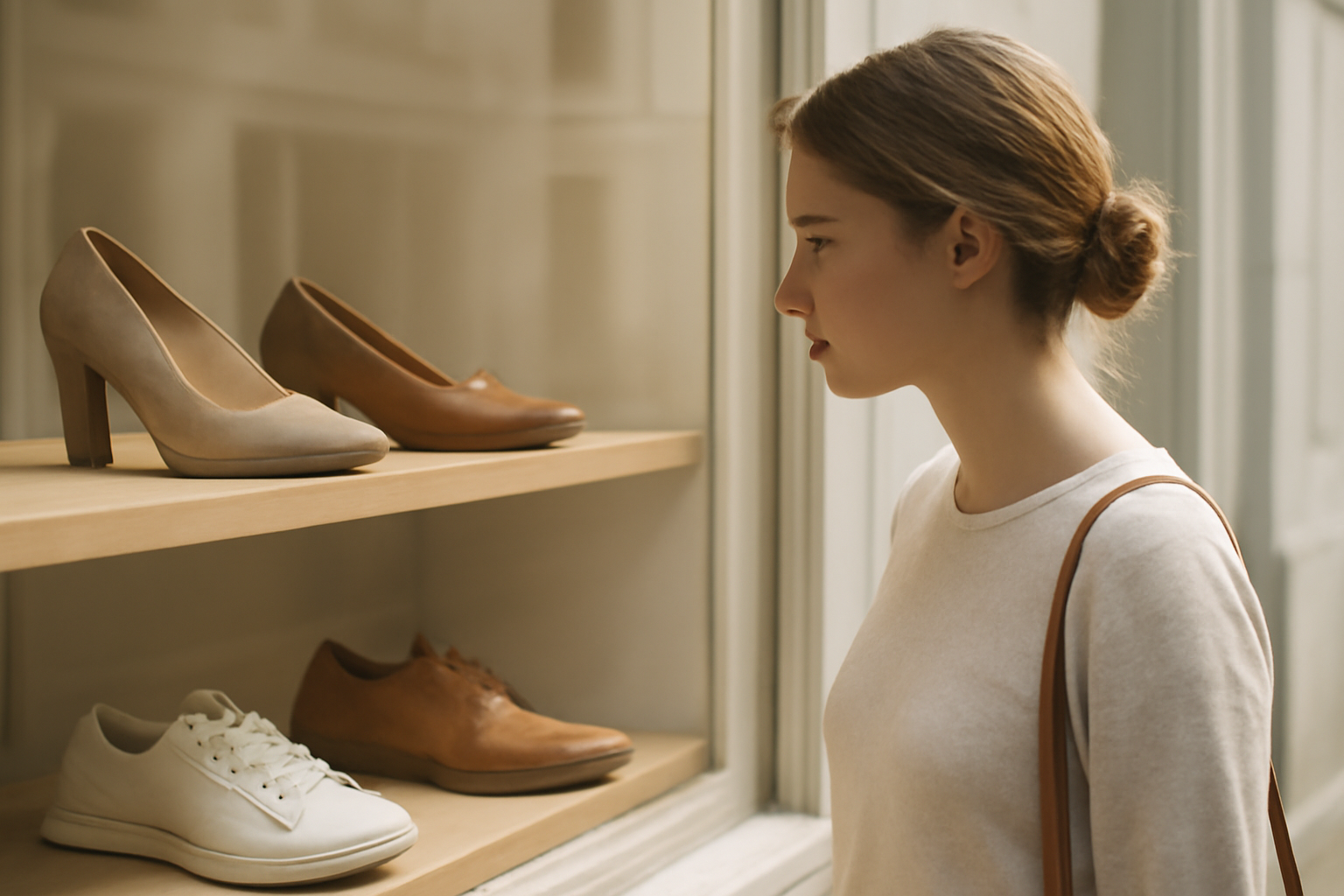annie-chausseur-quel-magasin-chaussures-bordeaux-centre client regardant chaussures en vitrine