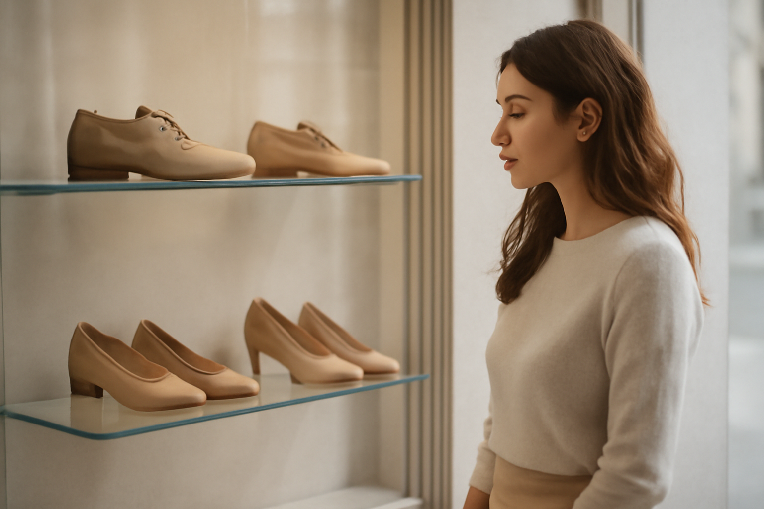 annie-chausseur-quel-magasin-chaussures-montpellier-centre client regardant chaussures en vitrine