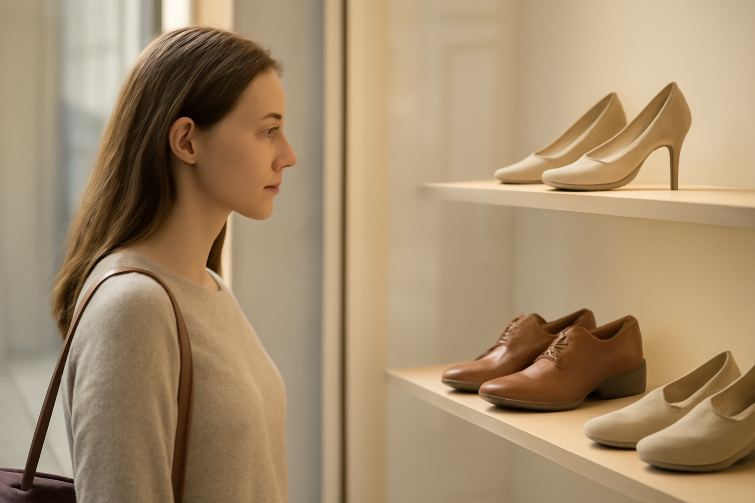 annie-chausseur-quel-magasin-chaussures-rennes-centre client regardant chaussures en vitrine