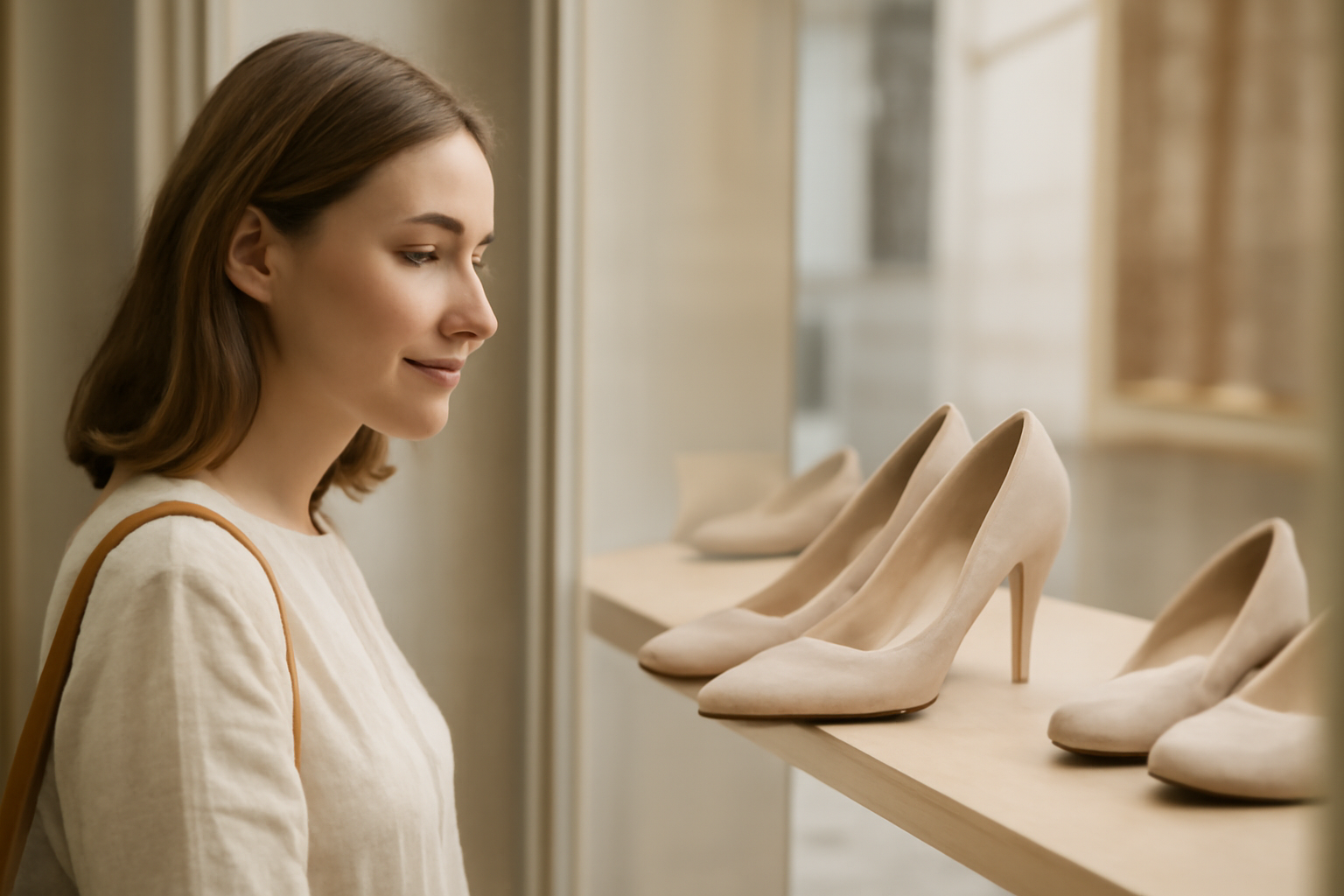 annie-chausseur-quel-magasin-chaussures-strasbourg-centre client regardant chaussures en vitrine