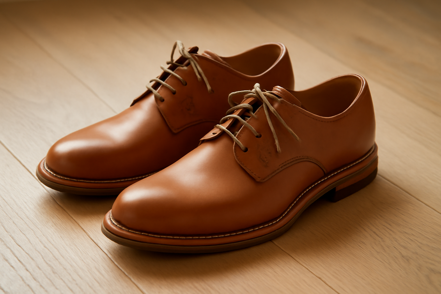 annie-chausseur-sebago-cayman-explication chaussures en cuir avec lacets posées sur sol bois