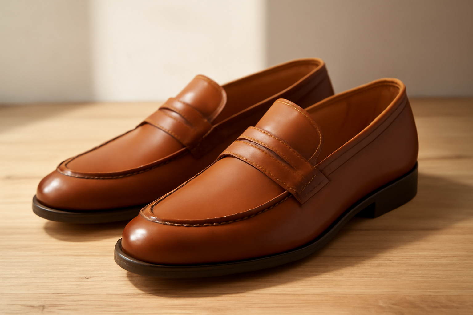 annie-chausseur-sebago-classic-will-explication mocassins en cuir posés sur surface bois