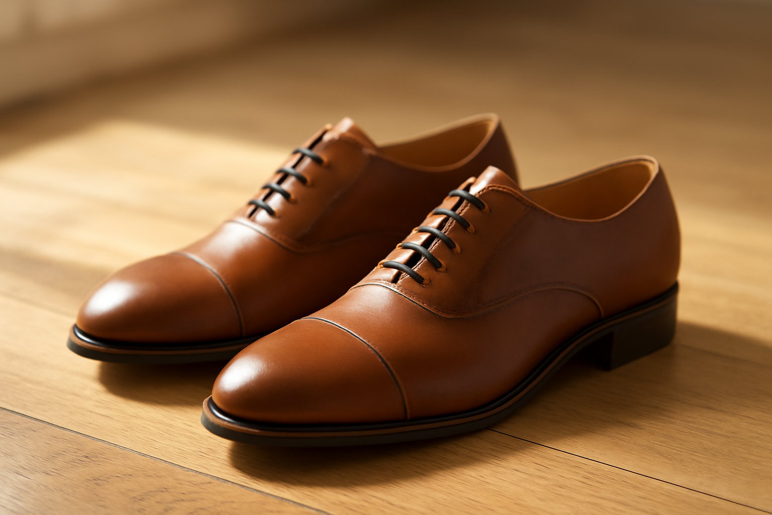 annie-chausseur-loake-chester-explication chaussures en cuir élégantes posées sur sol bois