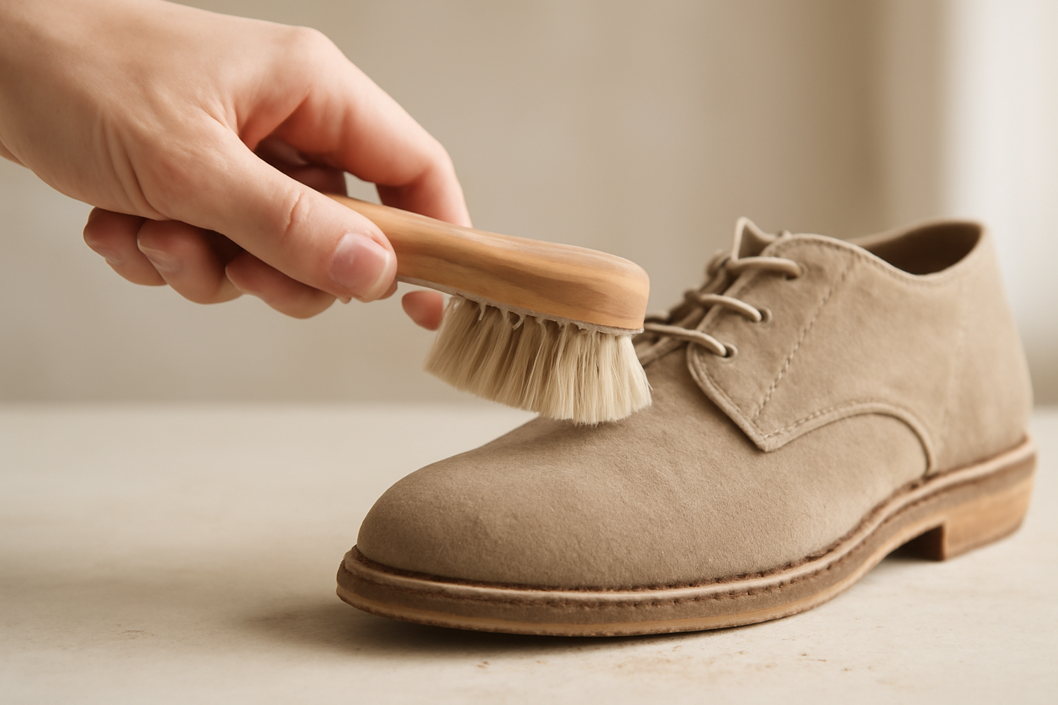 annie-chausseur-nettoyer-chaussures-apres-poussiere-route-ville brosse retirant poussière sur chaussure