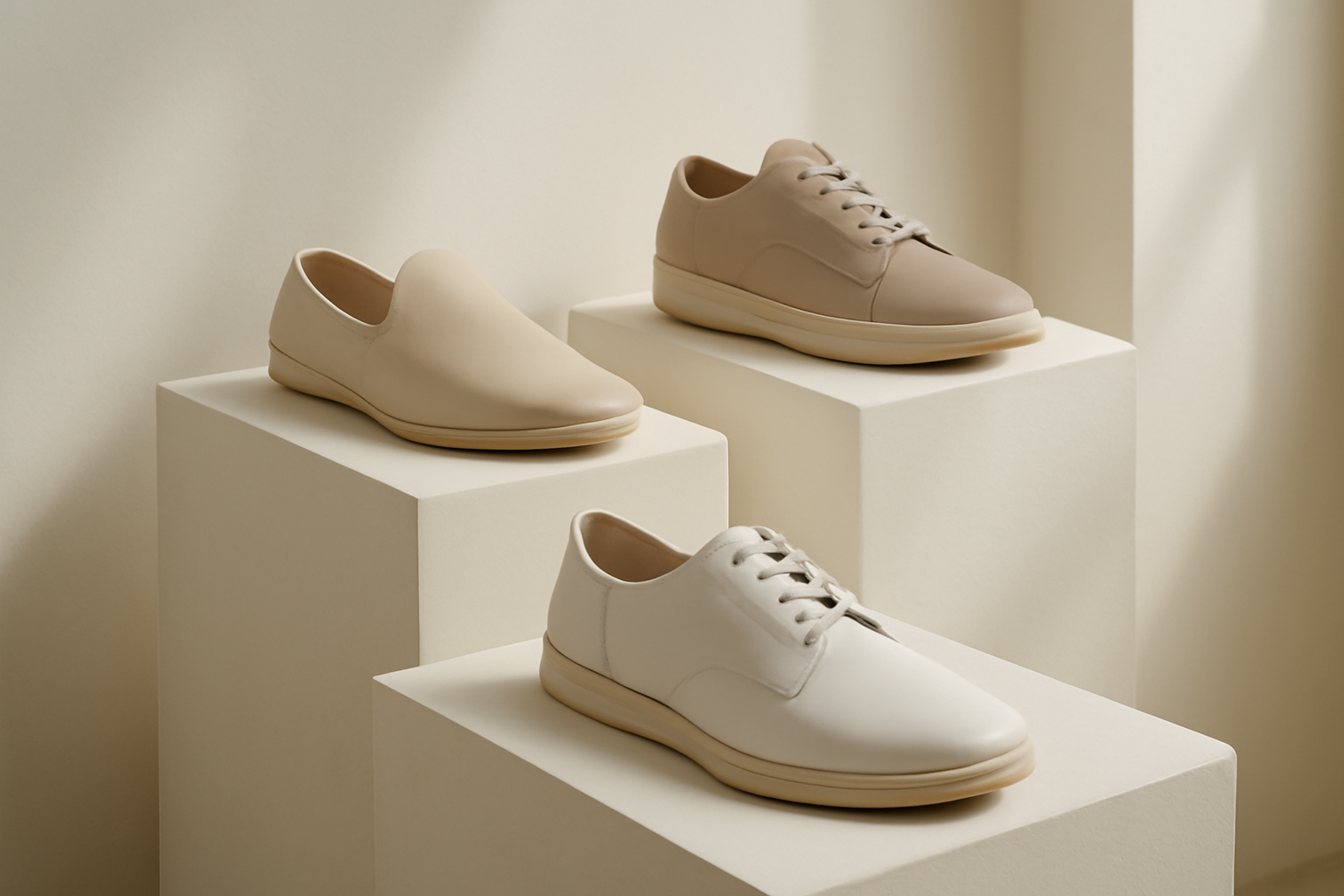 annie-chausseur-nouvelles-marques-chaussures-minimalistes-japon chaussures minimalistes exposées sur présentoir
