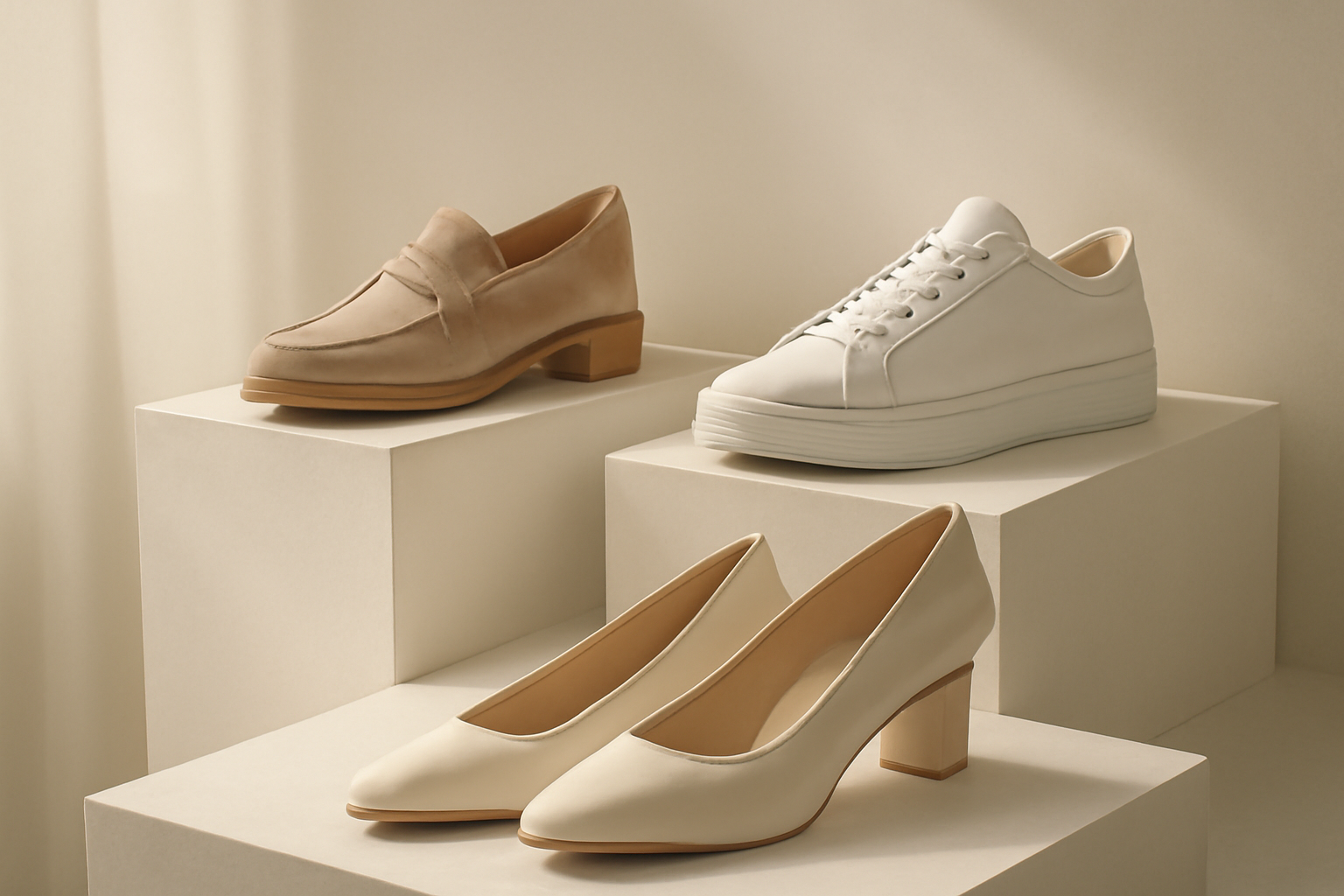 chaussures design exposées sur présentoir