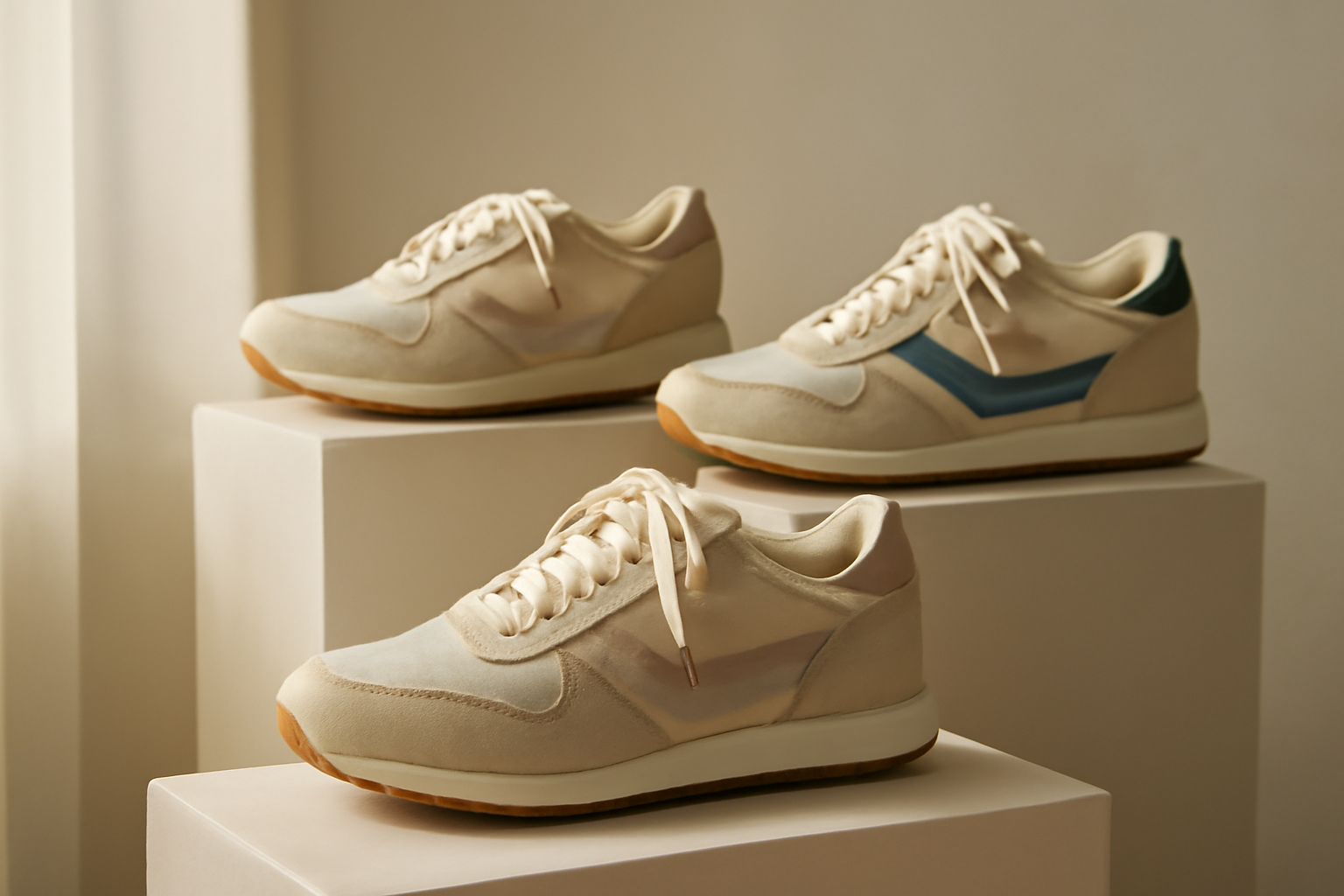 annie-chausseur-nouvelles-sneakers-influence-heritage-europe sneakers rétro exposées sur présentoir