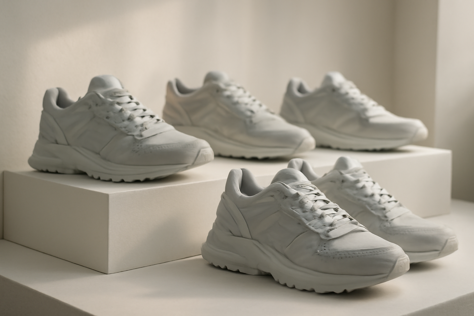 annie-chausseur-nouvelles-sneakers-influence-outdoor sneakers techniques exposées sur présentoir