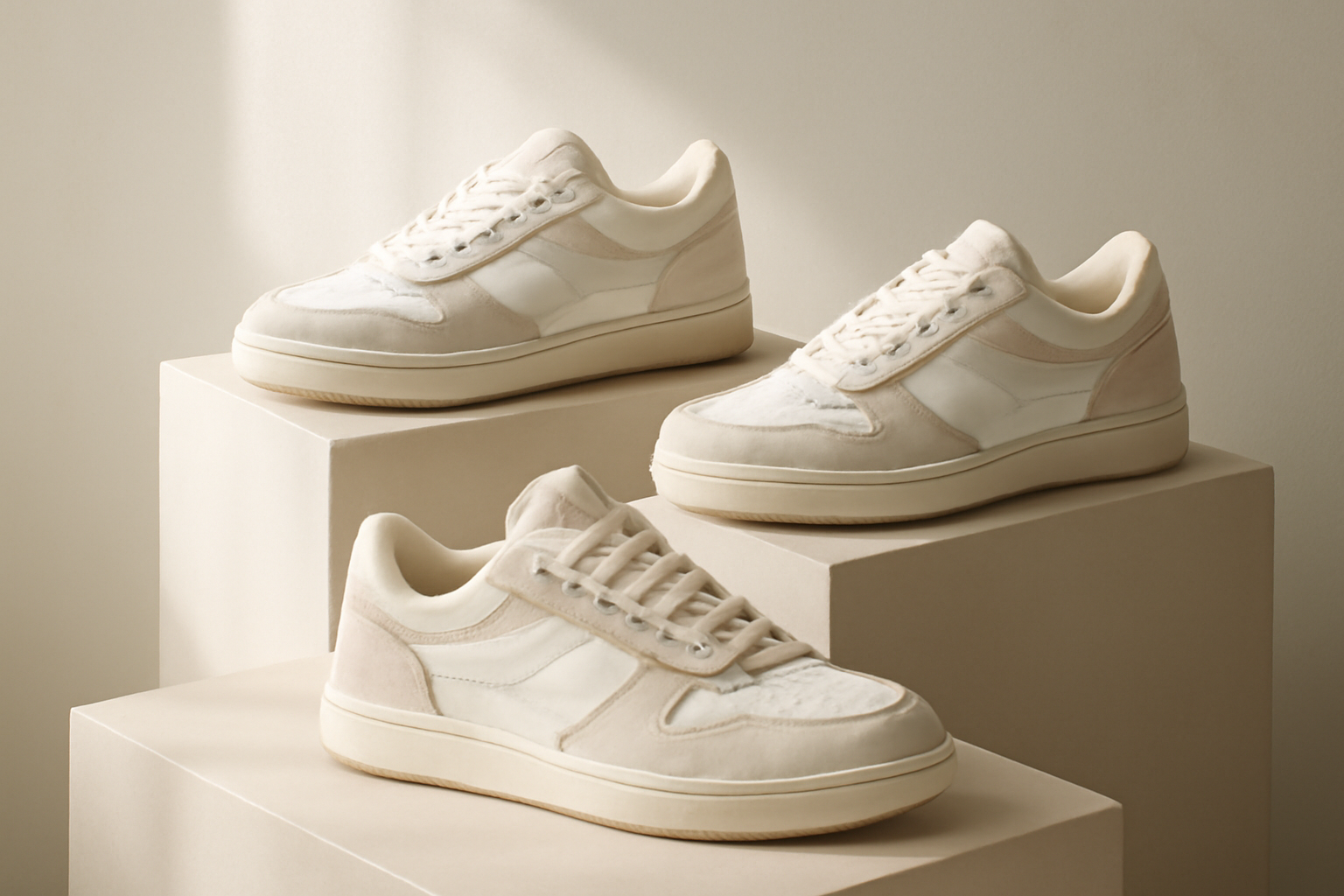 annie-chausseur-nouvelles-sneakers-influence-sport-vintage sneakers rétro exposées sur présentoir