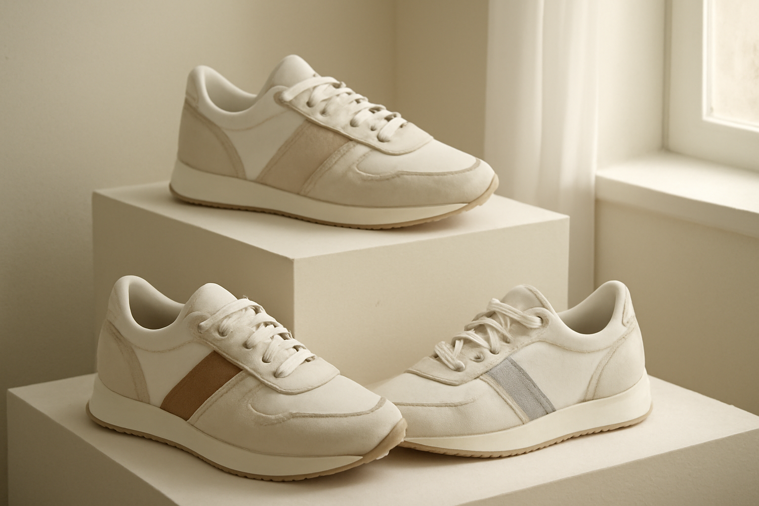 annie-chausseur-nouvelles-sneakers-influence-vintage sneakers rétro exposées sur présentoir