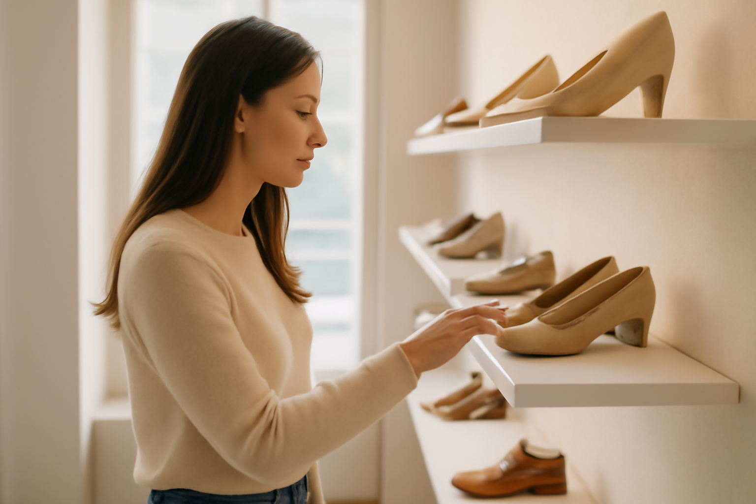 annie-chausseur-ou-acheter-chaussures-homme-metz client regardant chaussures en boutique