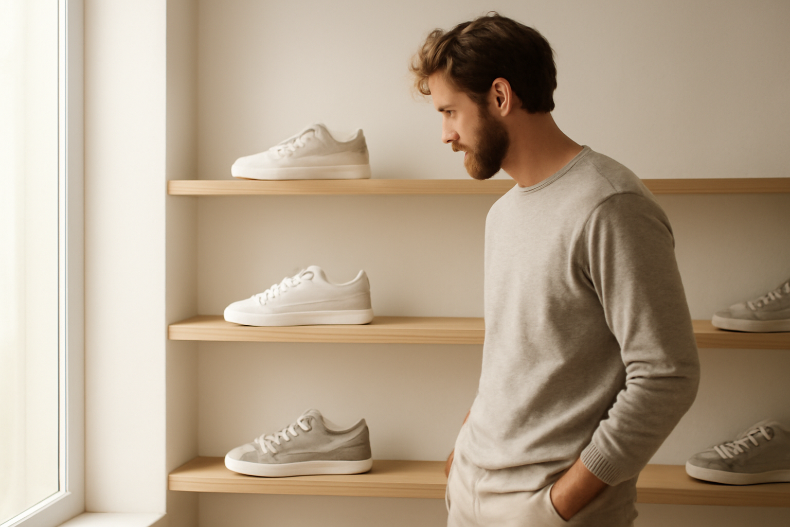 annie-chausseur-ou-trouver-boutique-sneakers-perpignan client observant sneakers sur étagère
