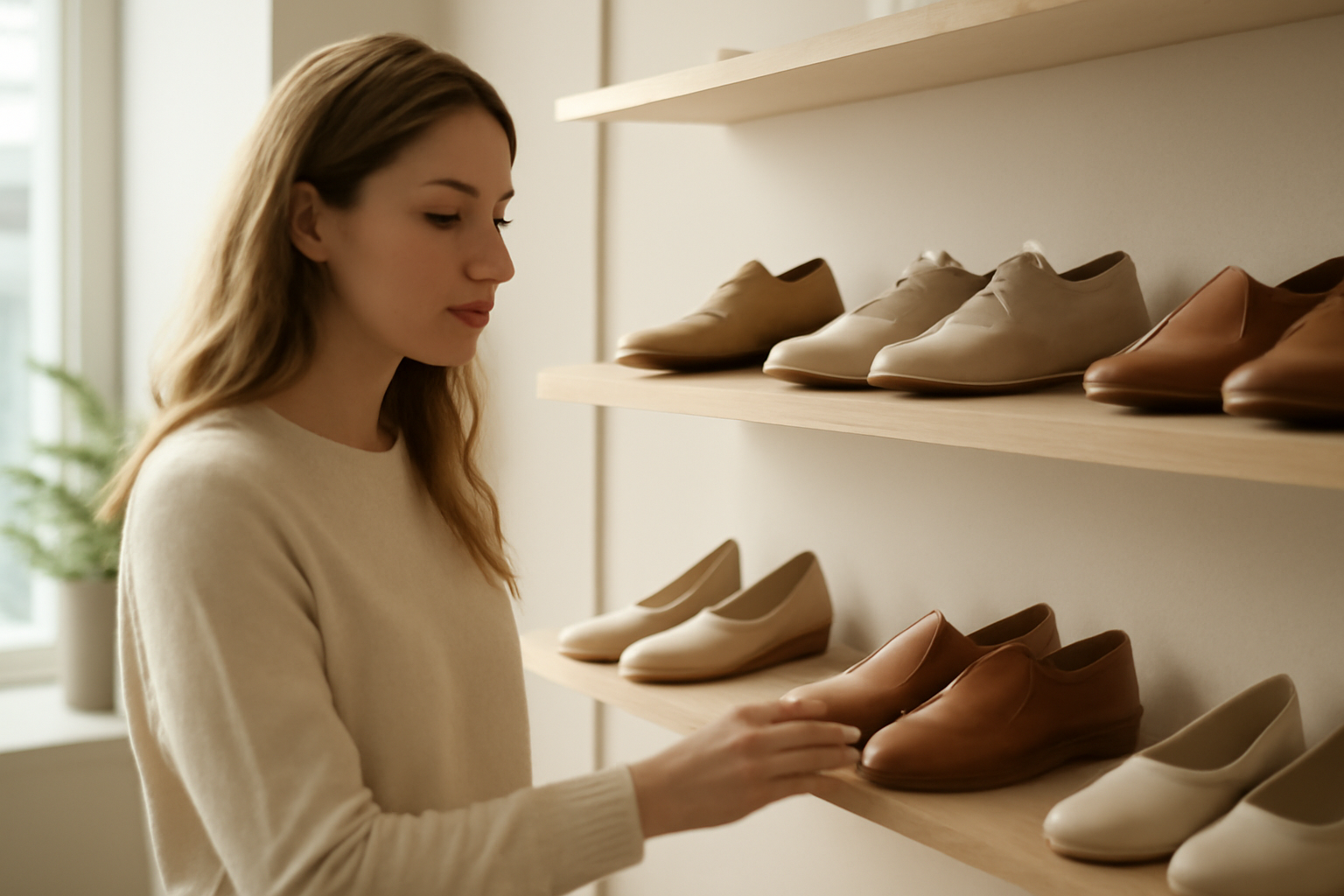 client regardant chaussures en boutique