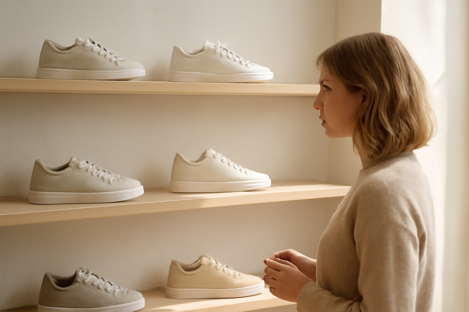 annie-chausseur-ou-trouver-sneakers-metz-centre client observant sneakers sur étagère