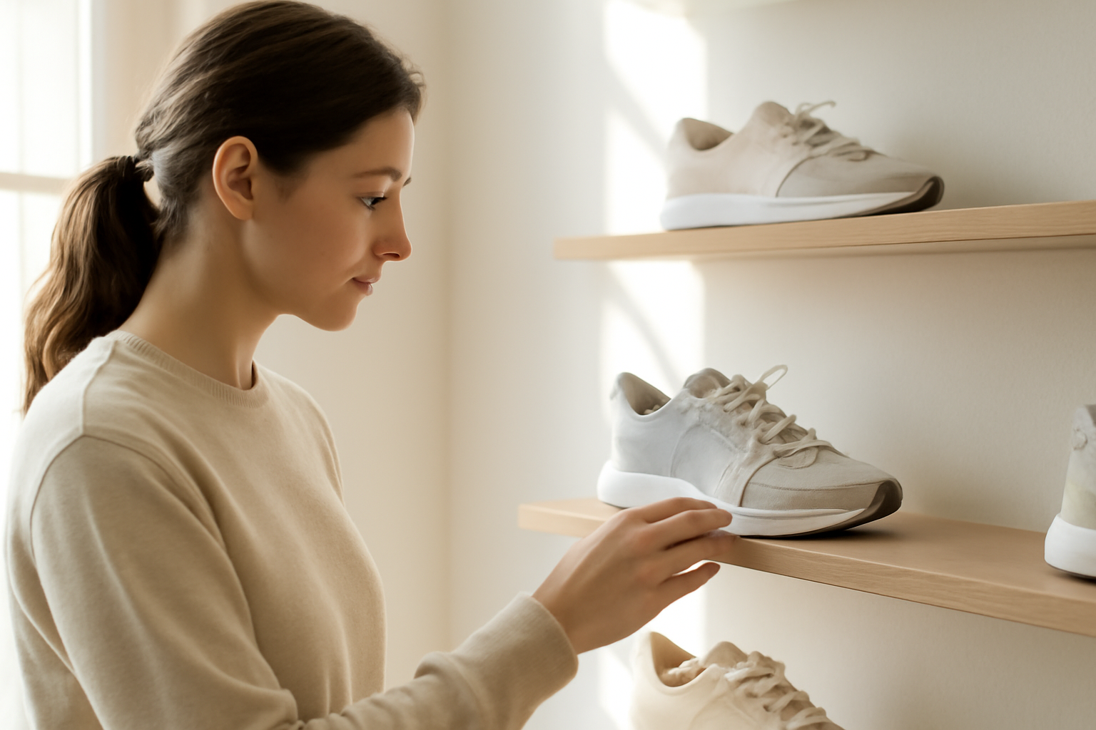 annie-chausseur-ou-trouver-sneakers-tarbes client observant sneakers sur étagère