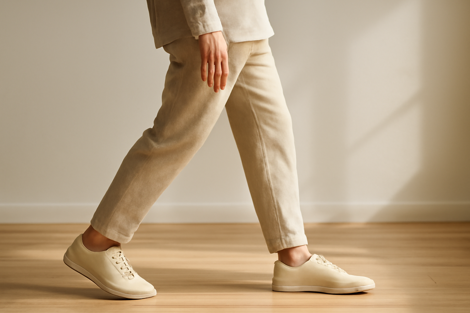 annie-chausseur-porter-chaussures-minimalistes-look-casual-homme homme marchant avec chaussures minimalistes
