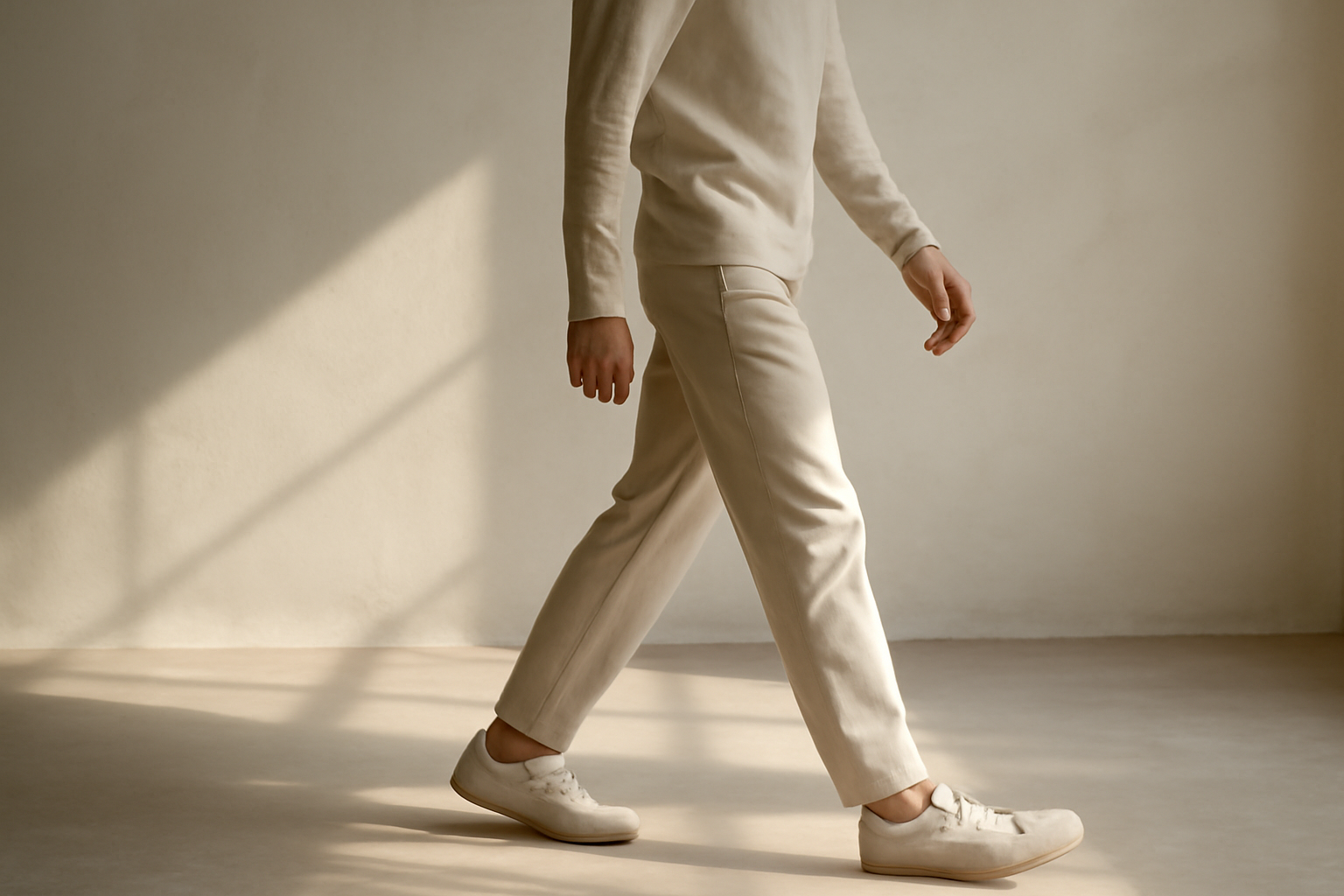 homme marchant avec chaussures minimalistes