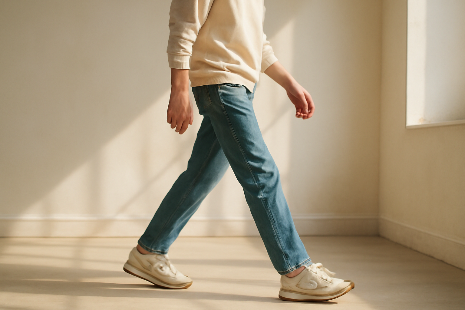 homme marchant avec sneakers rétro