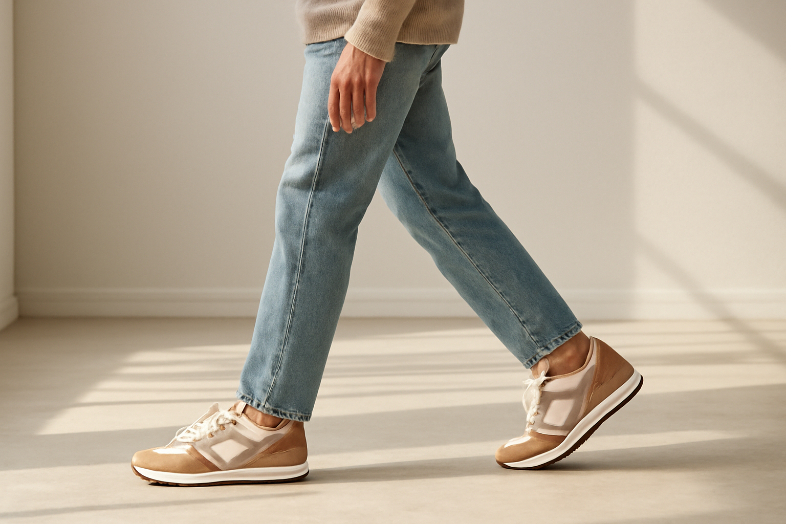 annie-chausseur-porter-chaussures-retro-style-ville-simple personne marchant avec sneakers rétro