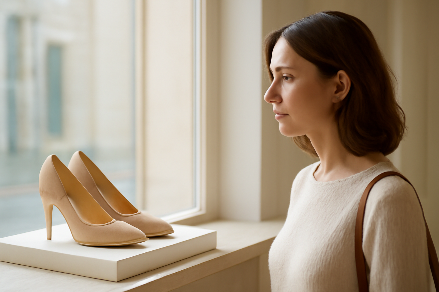 annie-chausseur-quel-magasin-chaussures-besancon-centre client regardant chaussures en vitrine