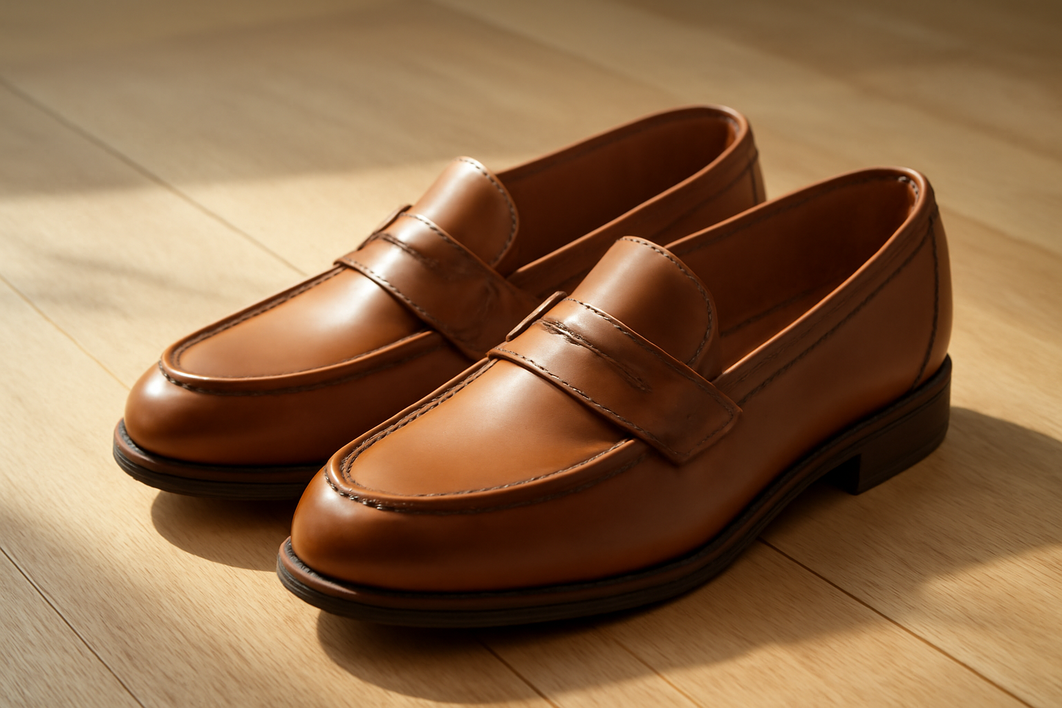 annie-chausseur-sebago-classic-lug-cuir-explication mocassins en cuir posés sur sol bois