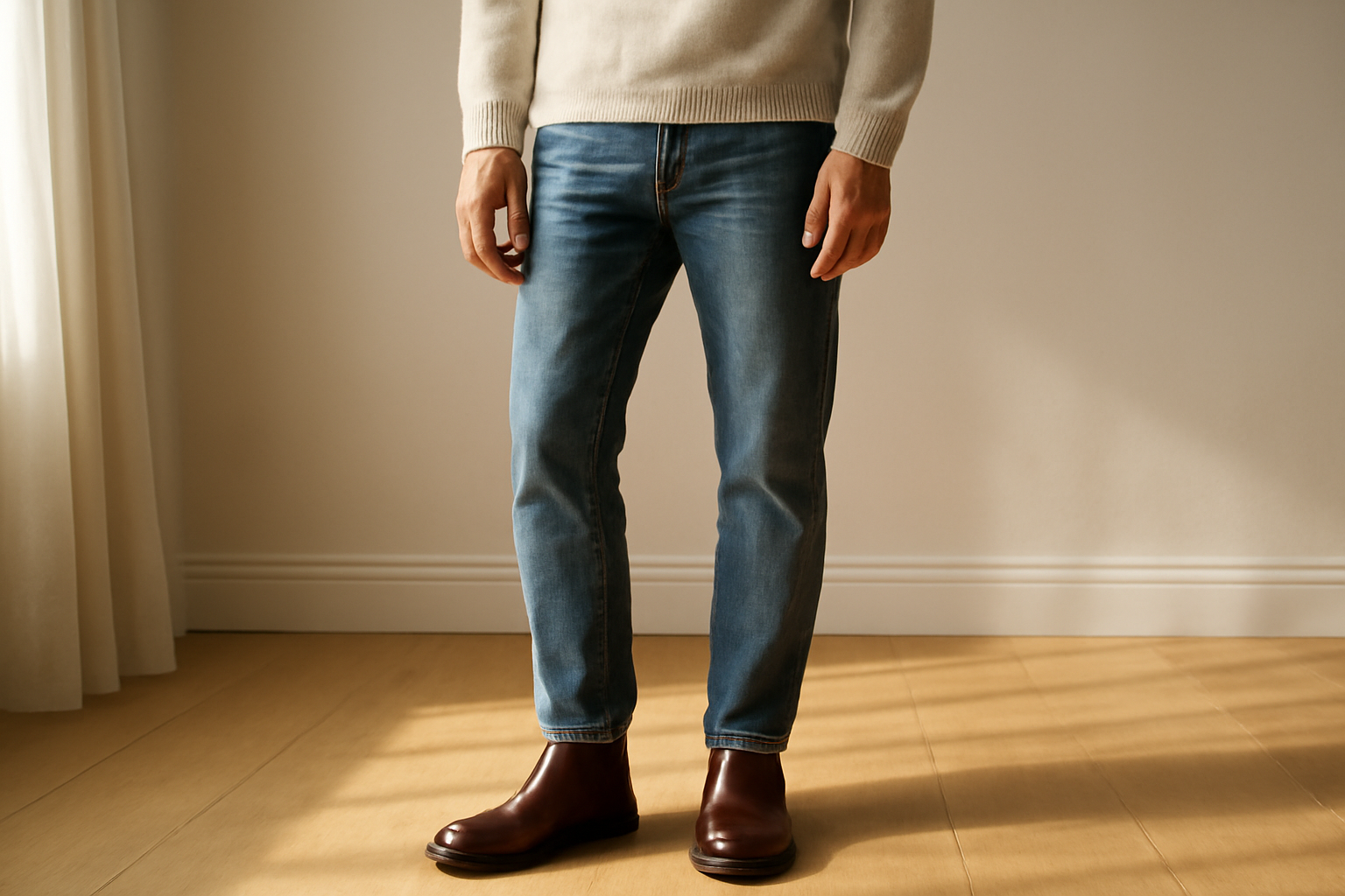 annie-chausseur-associer-chelsea-boots-tenue personne debout portant bottines chelsea et jean