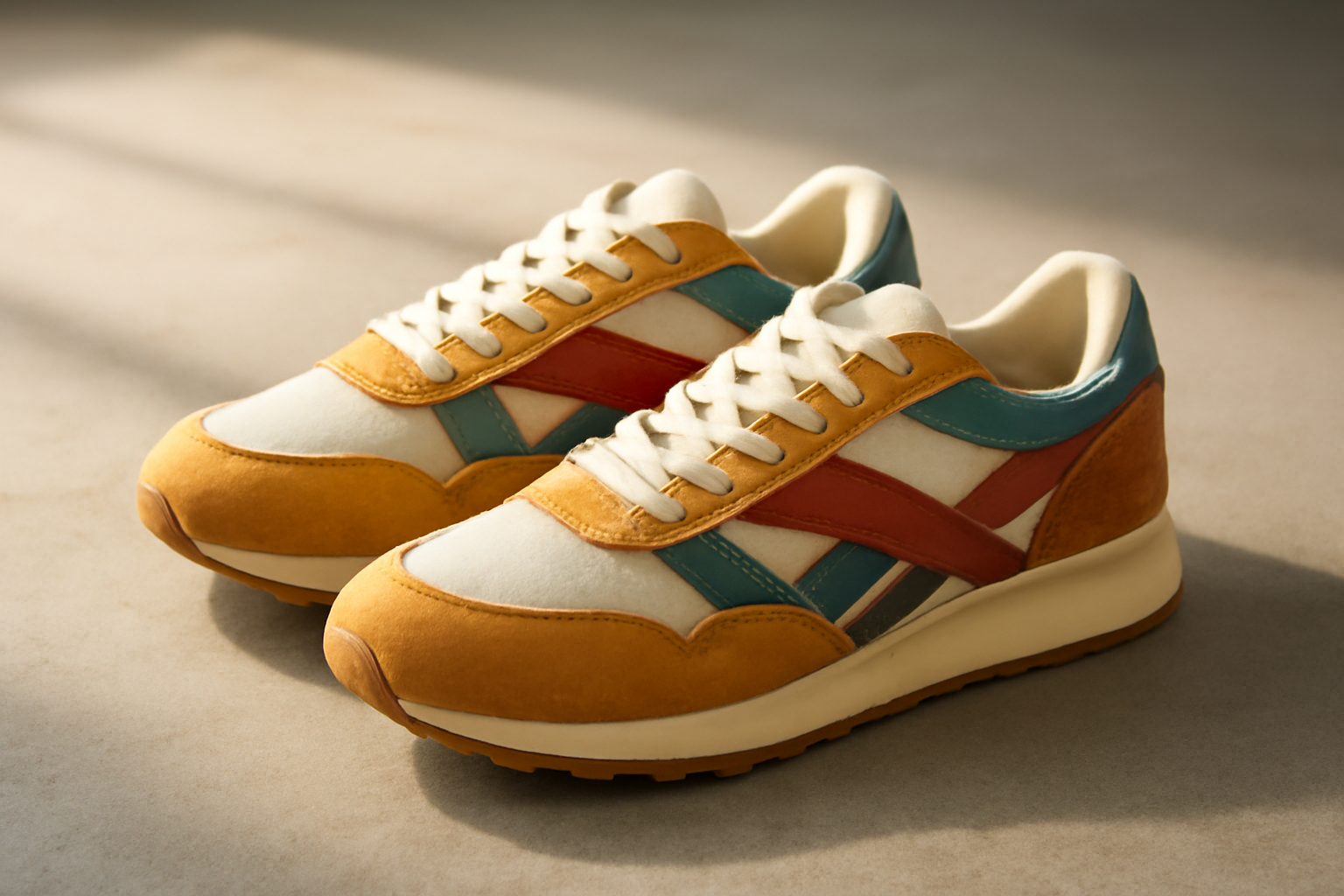 annie-chausseur-diadora-n902-explication sneakers rétro colorées posées sur sol béton