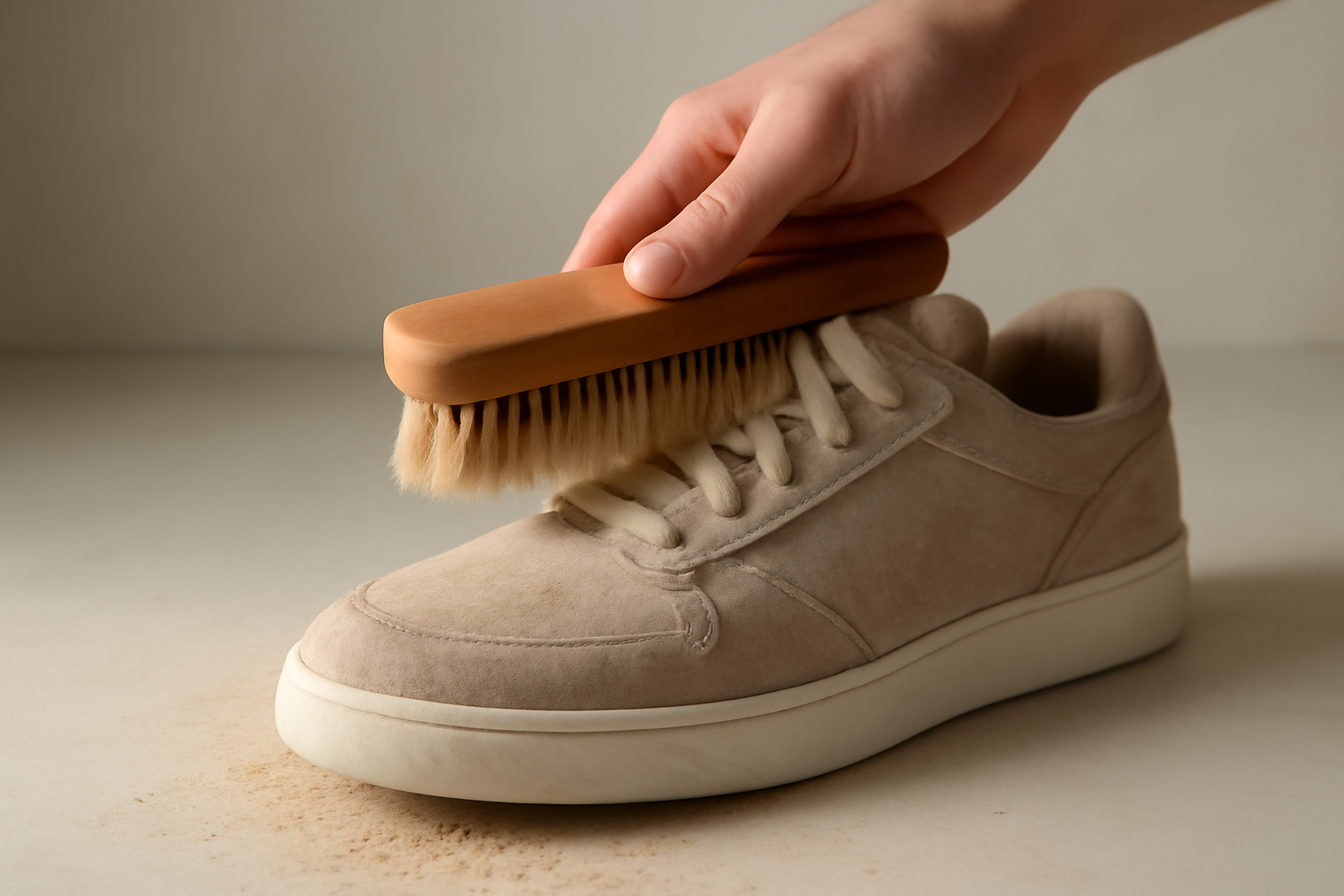 annie-chausseur-enlever-traces-sable-chaussures-ville brosse retirant sable sur chaussure