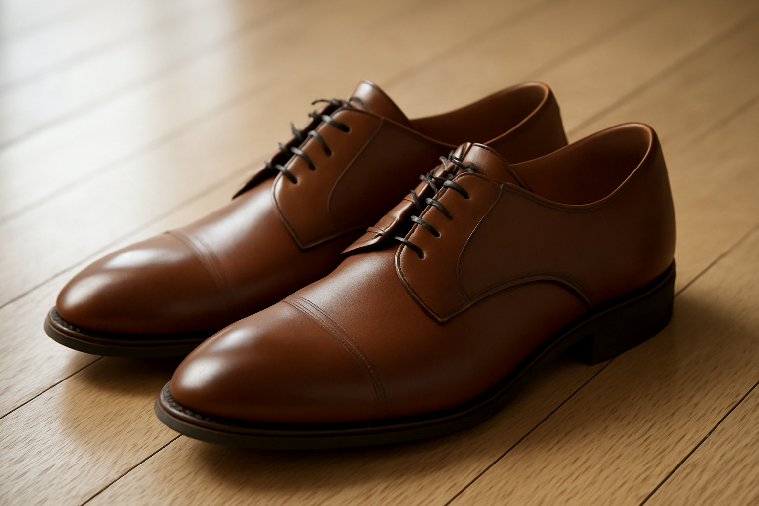 annie-chausseur-loake-buckingham-cuir-explication chaussures en cuir élégantes posées sur sol bois