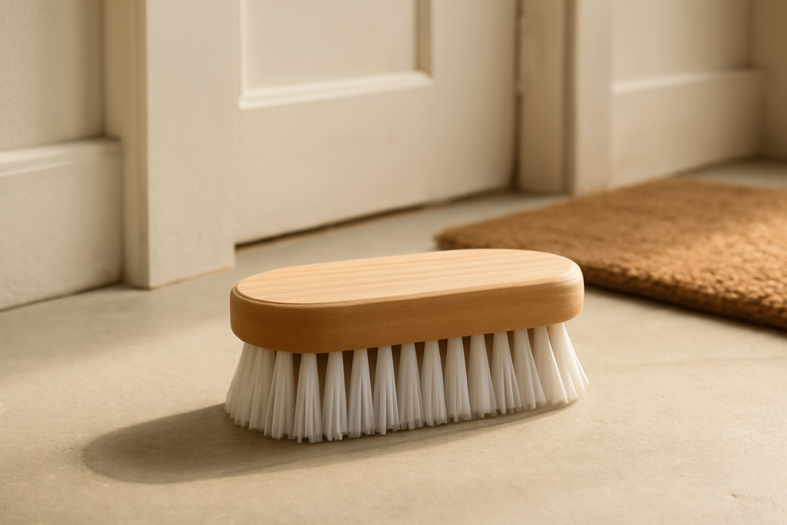 annie-chausseur-nettoyer-chaussures-apres-poussiere-boulevard brosse nettoyant chaussure près d’une entrée