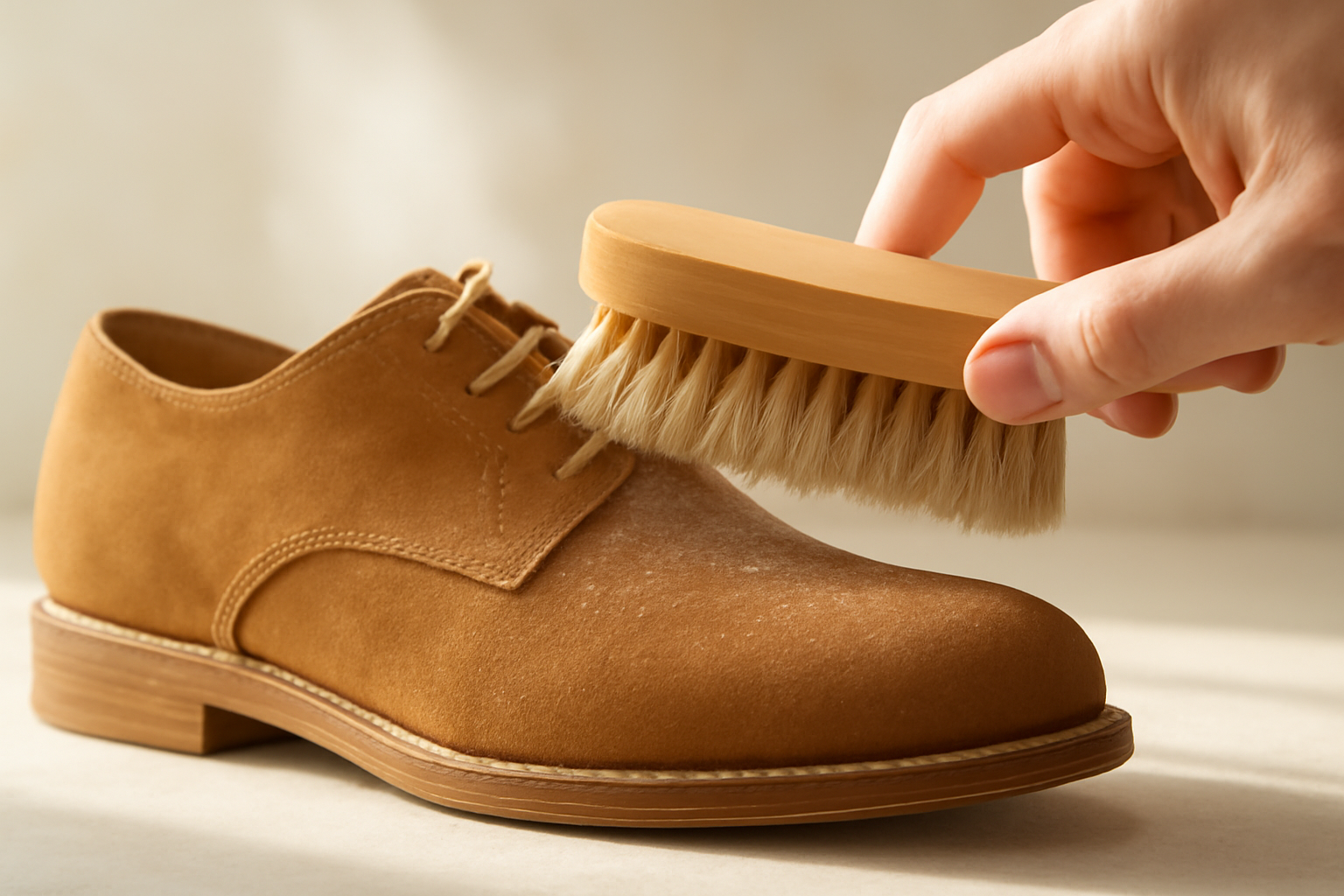 annie-chausseur-nettoyer-chaussures-apres-poussiere-centre-ville brosse retirant poussière sur chaussure