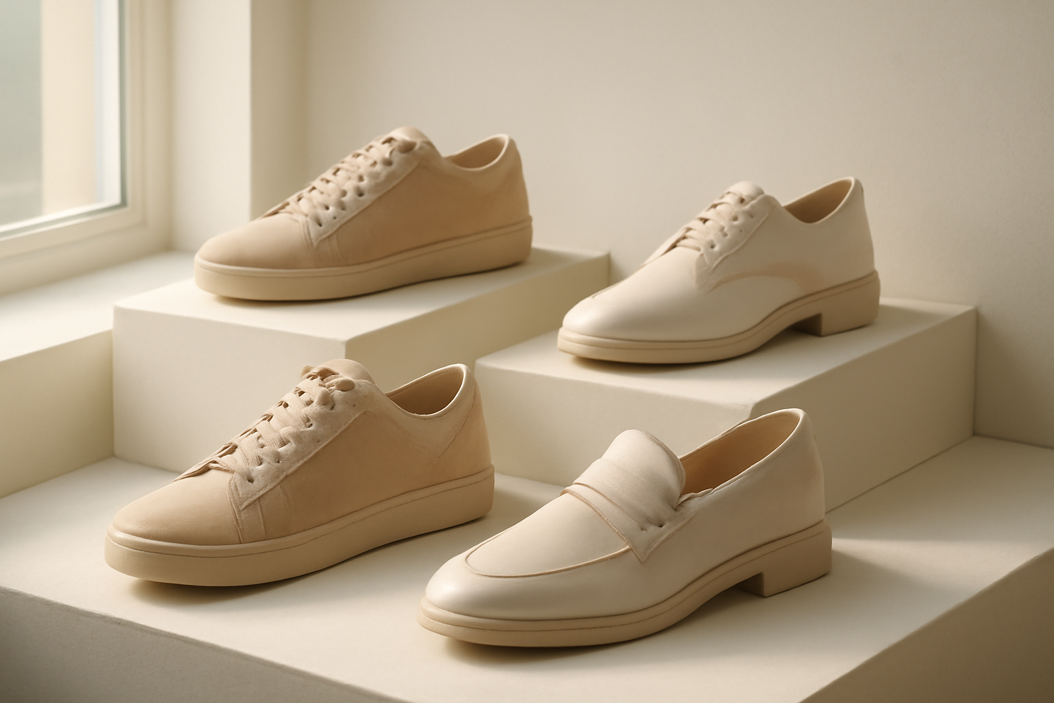 chaussures design exposées sur présentoir