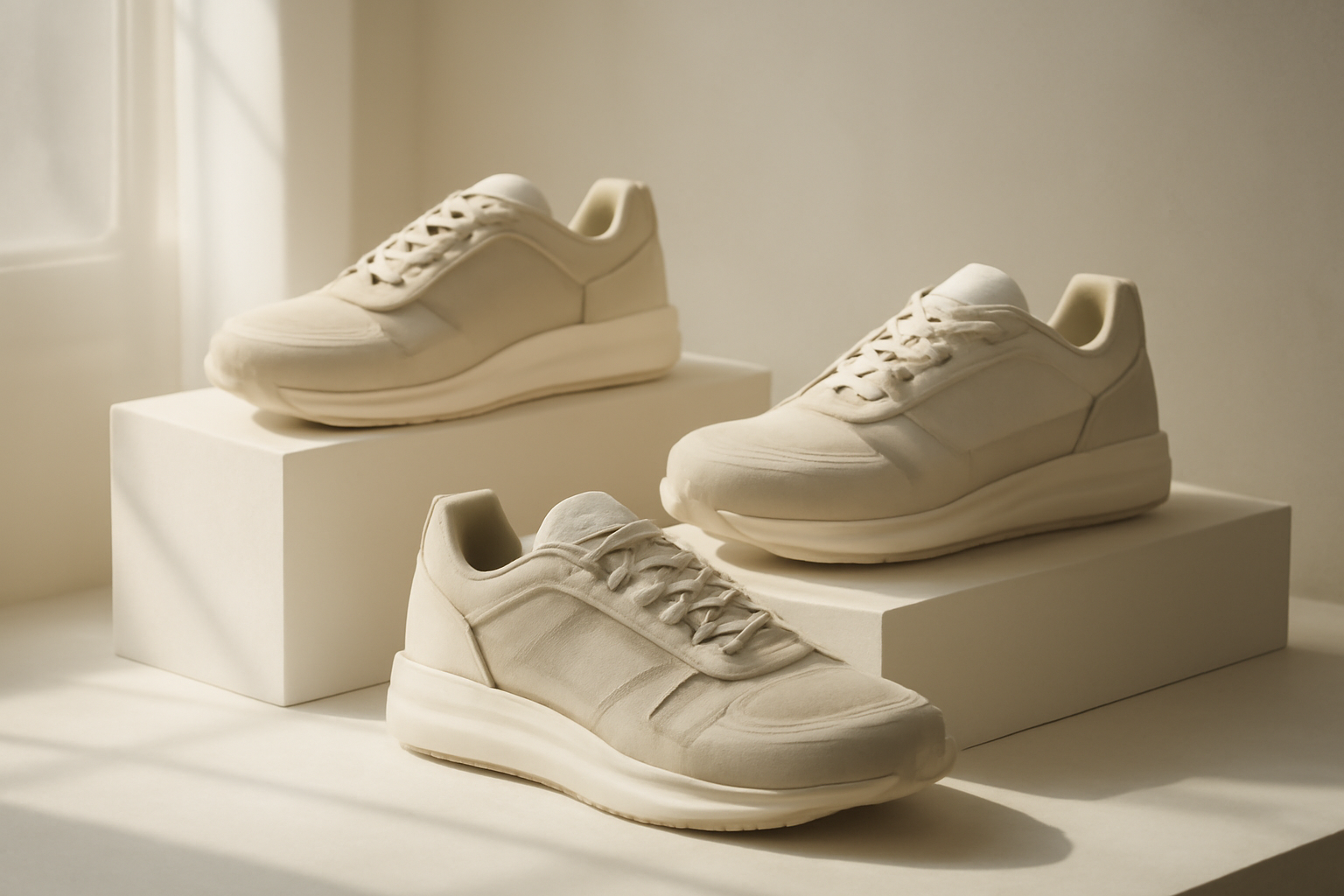 annie-chausseur-nouvelles-sneakers-influence-design-urbain sneakers modernes exposées sur présentoir