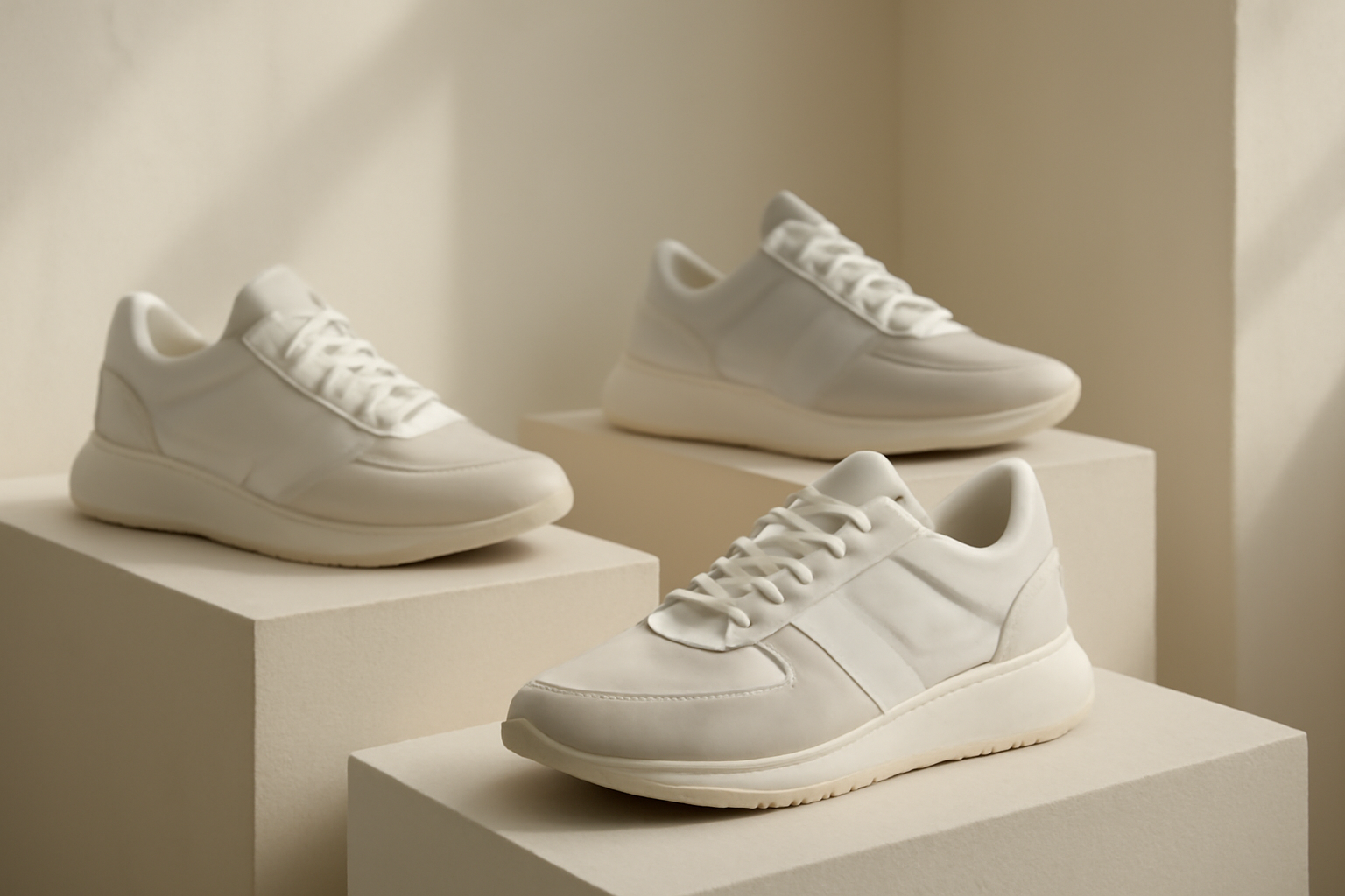sneakers modernes exposées sur présentoir